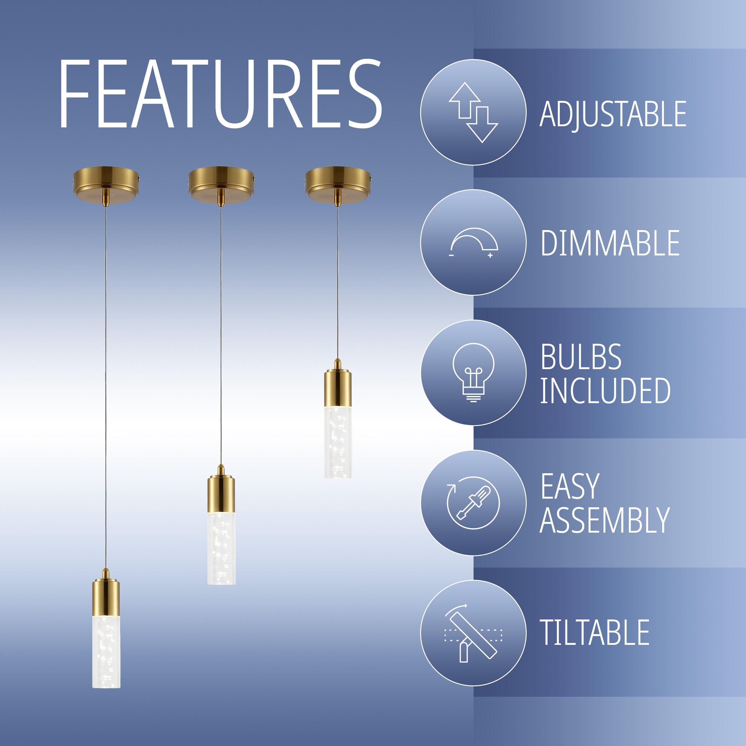 JONATHAN Y Cristal 1-Light Bubble Acrylic/Iron Modern Minimalist Integrated LED Pendant, by JONATHAN  Y - 1 Light Gold