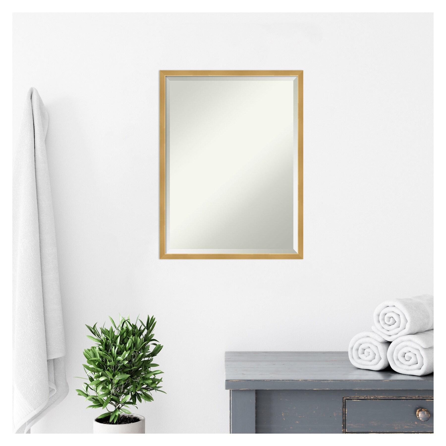 Amanti Art Svelte Polished Gold Beveled Wood Wall Mirror 25.5 x 19.5 in.