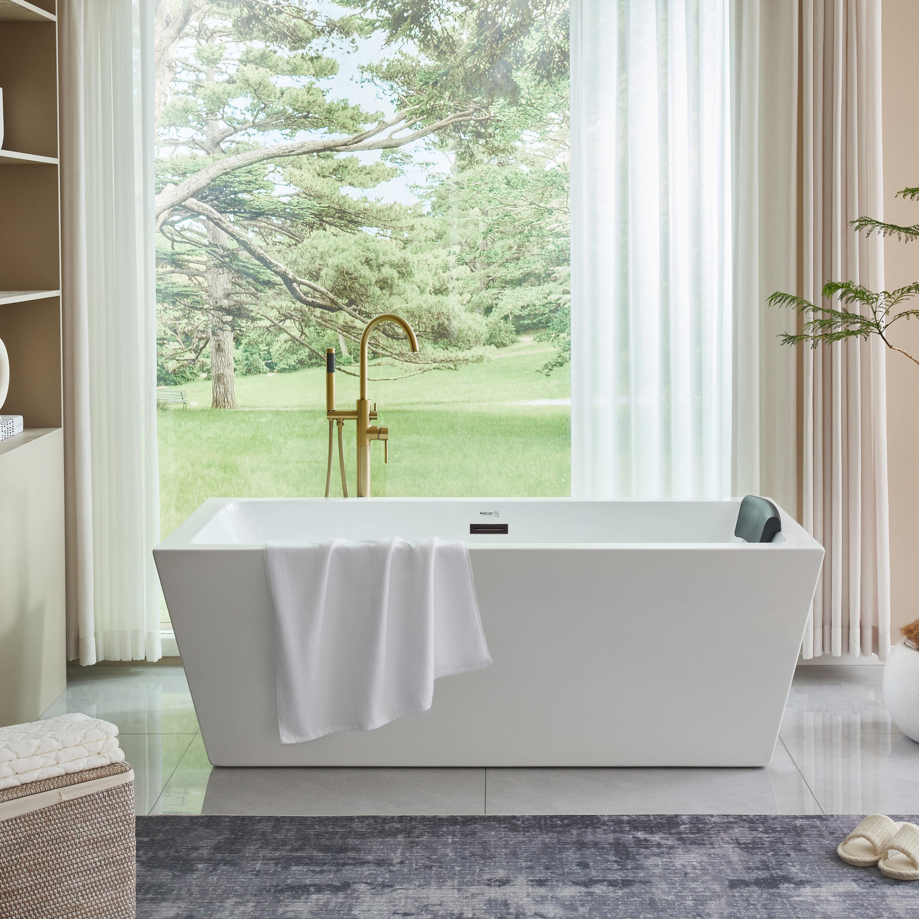 Elena 59" x 30" Freestanding Soaking Acrylic Bathtub