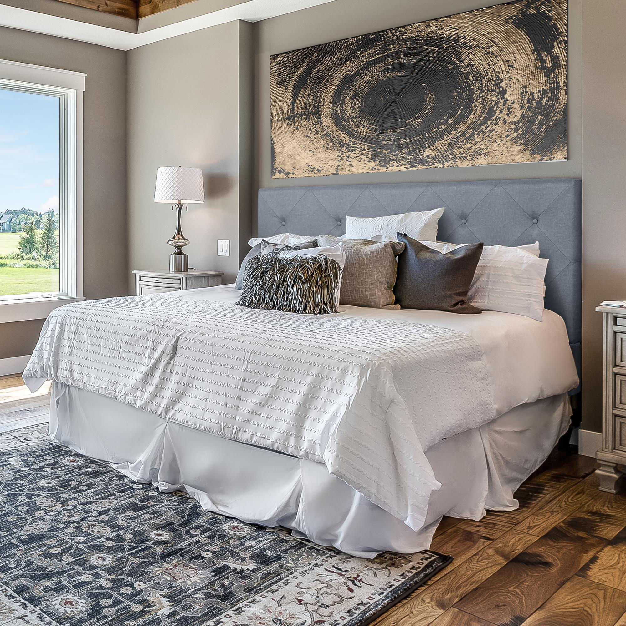 Camden Isle Monticello Platform Bed | Diamond Tufted Headboard | Queen, Gray