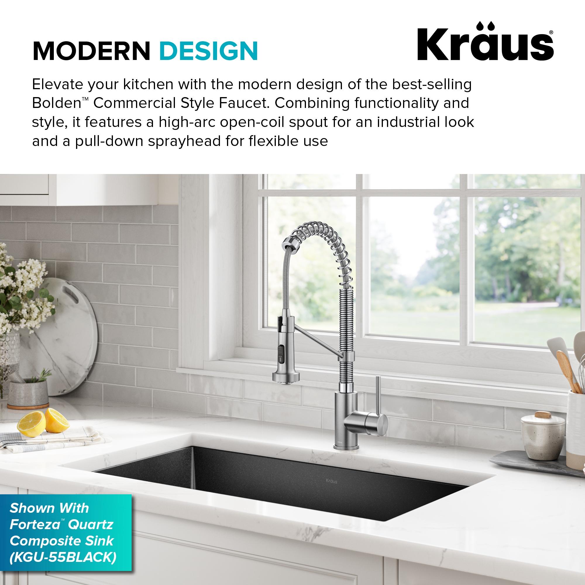 KRAUS Bolden Commercial Style 2-Function Single Handle Pull Down Kitchen Faucet