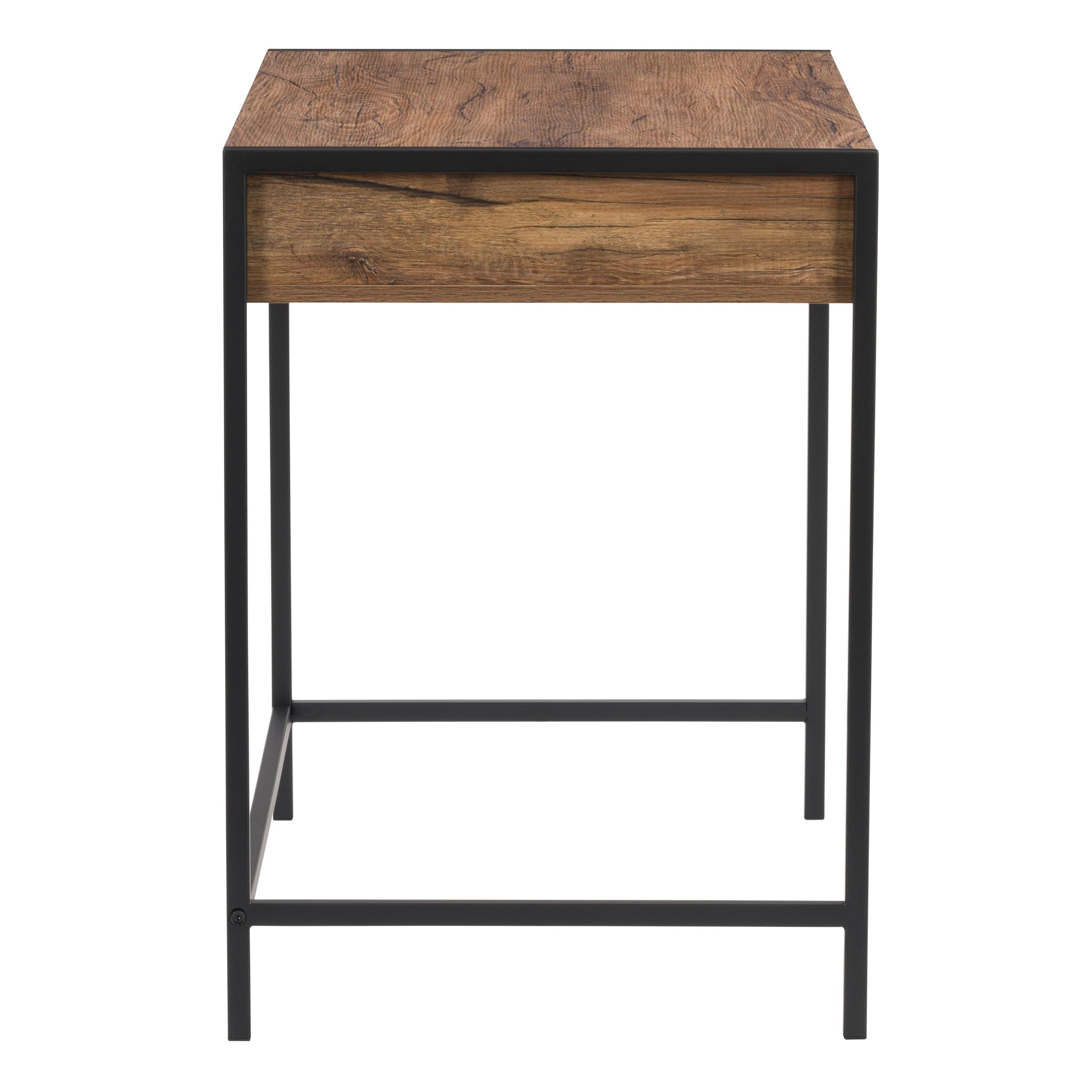 CorLiving Auston Wood Grain Desk Brown: 34" Modern Laminated Office, Open Storage Shelf