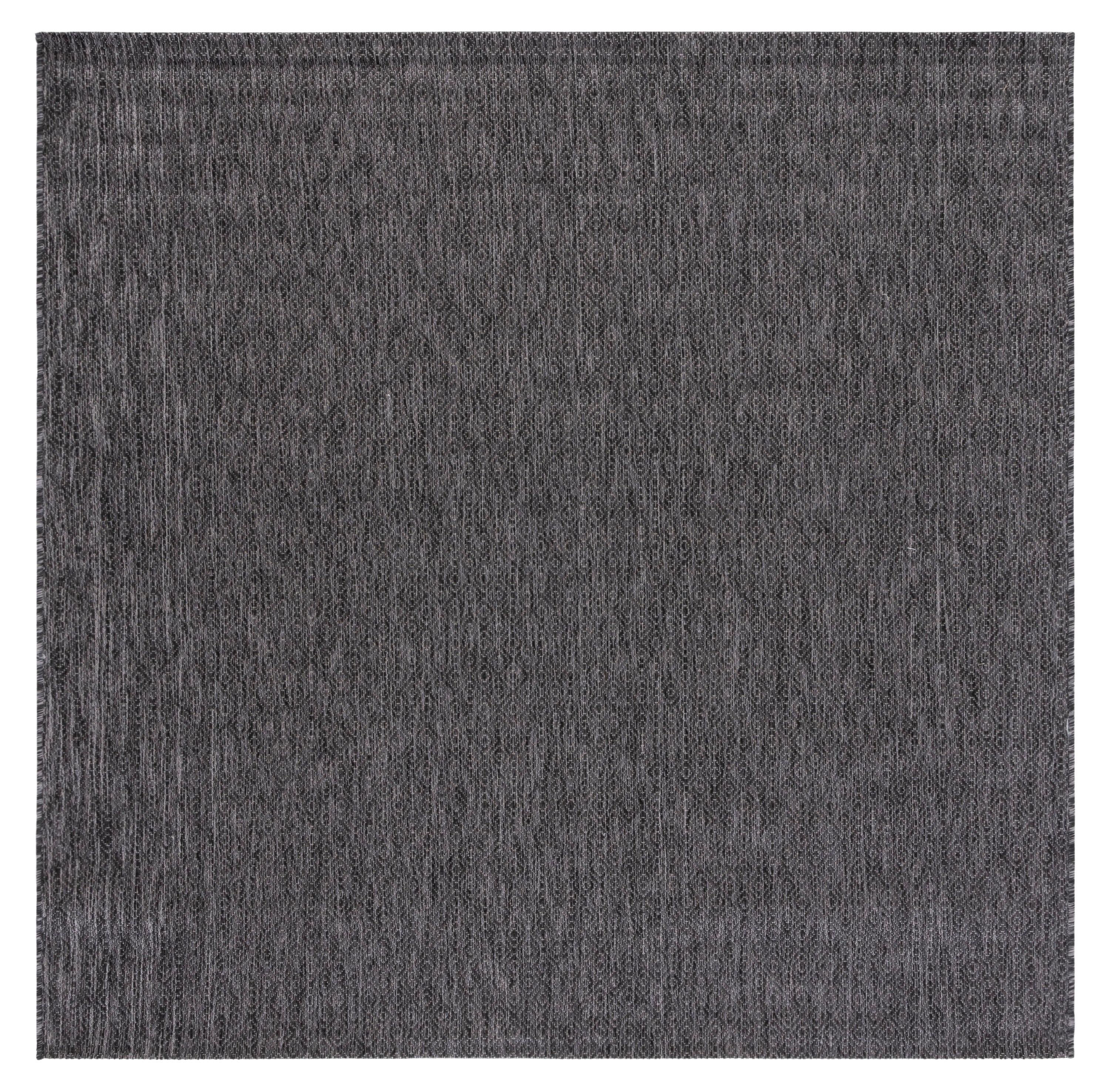SAFAVIEH Courtyard Mitre Geometric Indoor/Outdoor Area Rug, Black/Grey, 6'7" x 6'7" Square