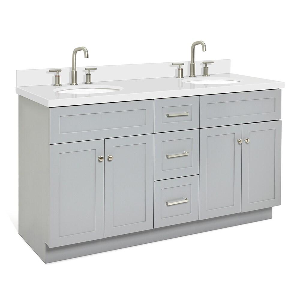 Ariel F061dwqovo Hamlet 61" Free Standing Double Basin Vanity Set - Grey / Pure White Top