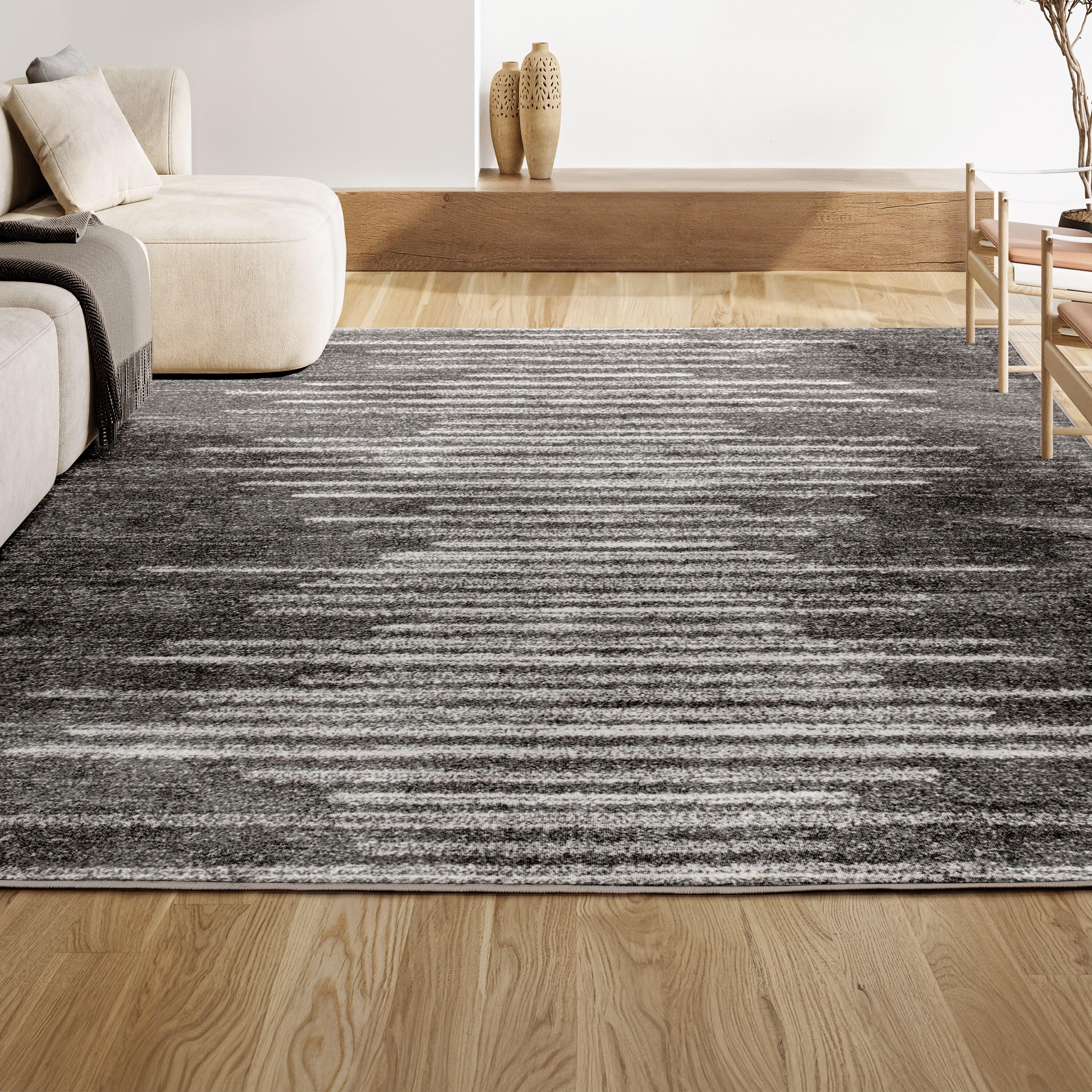 8'x10' Aya Berber Stripe Geometric Area Rug, Gray/Cream - JONATHAN Y