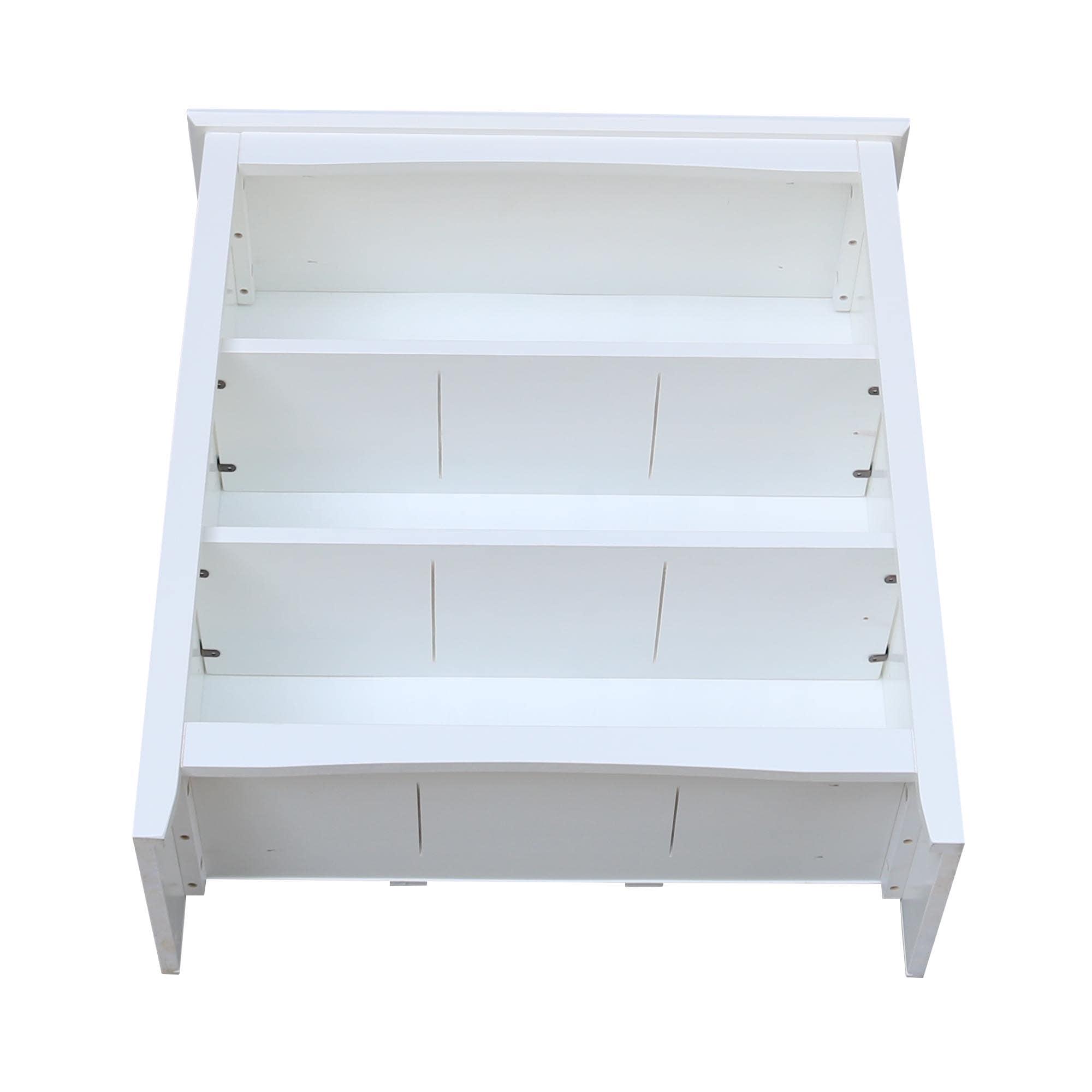 36" Shaker Bookshelf White - International Concepts: Modern Style, 2-Tier Storage, Hardwood Construction