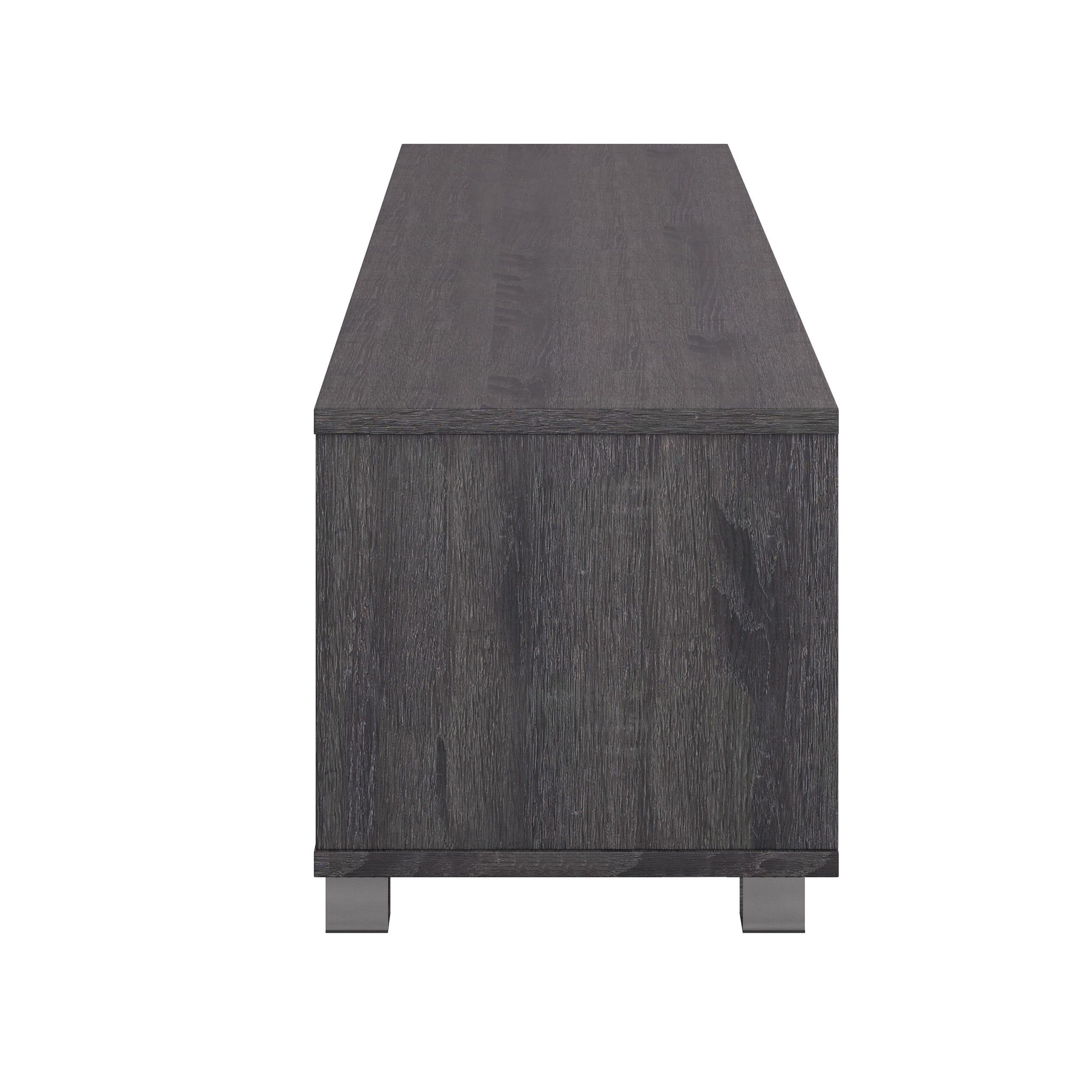 CorLiving Hollywood TV Stand for TVs up to 85" with Doors Wood Grain Dark Gray: Modern Media Console, Adjustable Shelves
