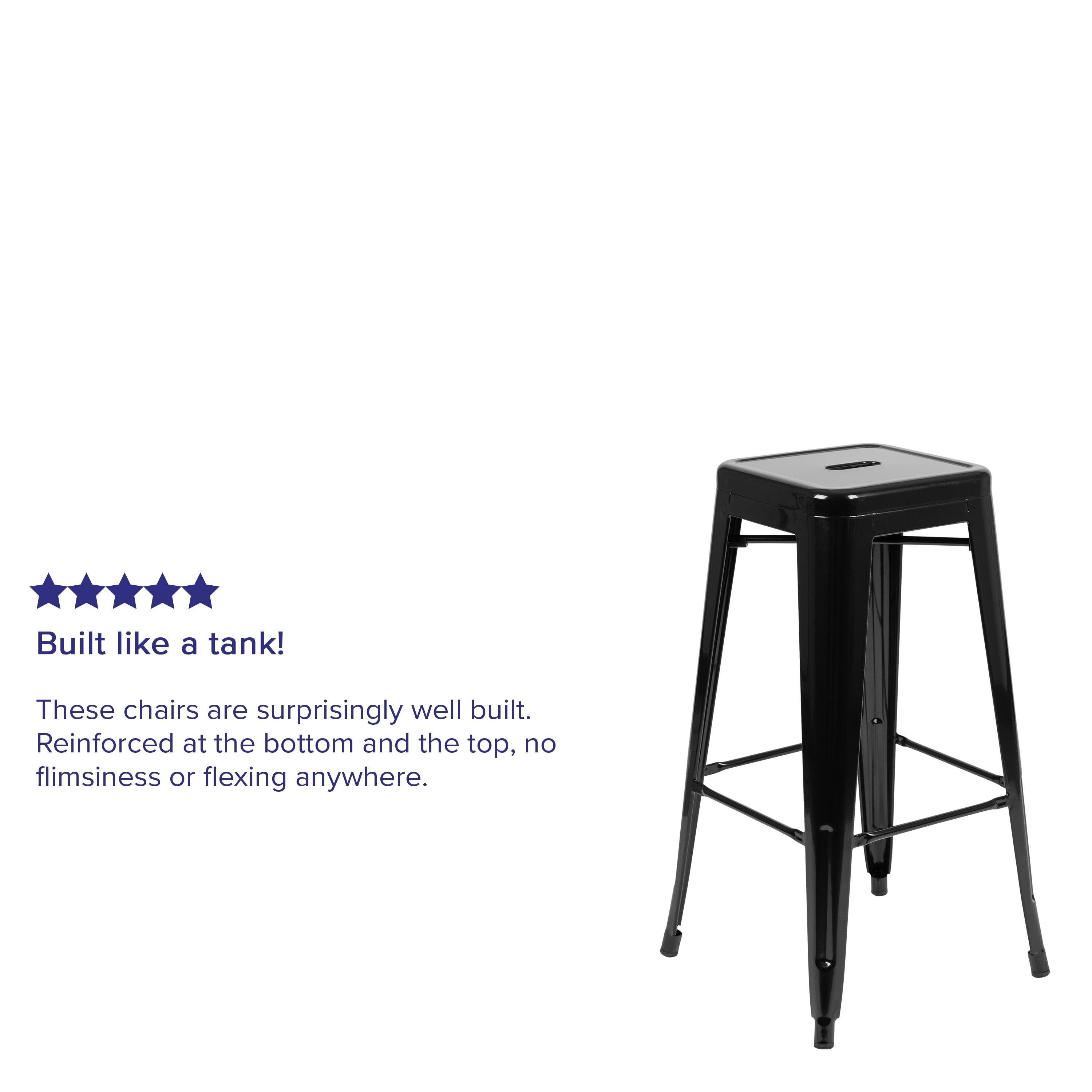 Flash Furniture 30" High Metal Indoor Bar Stool in Black - Stackable Set of 4