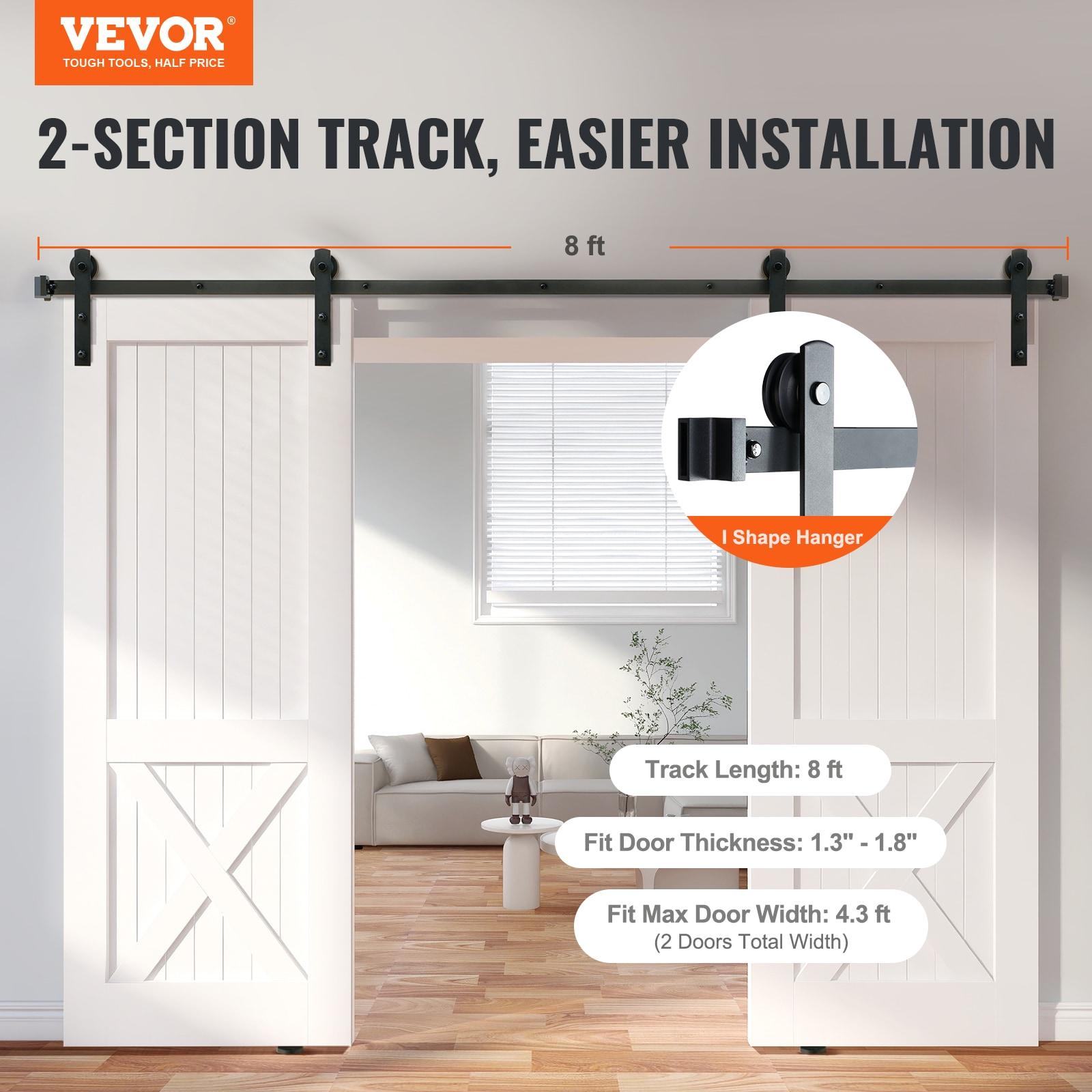 VEVOR Black Steel Single Door Barn Door Hardware Kit Standard Single