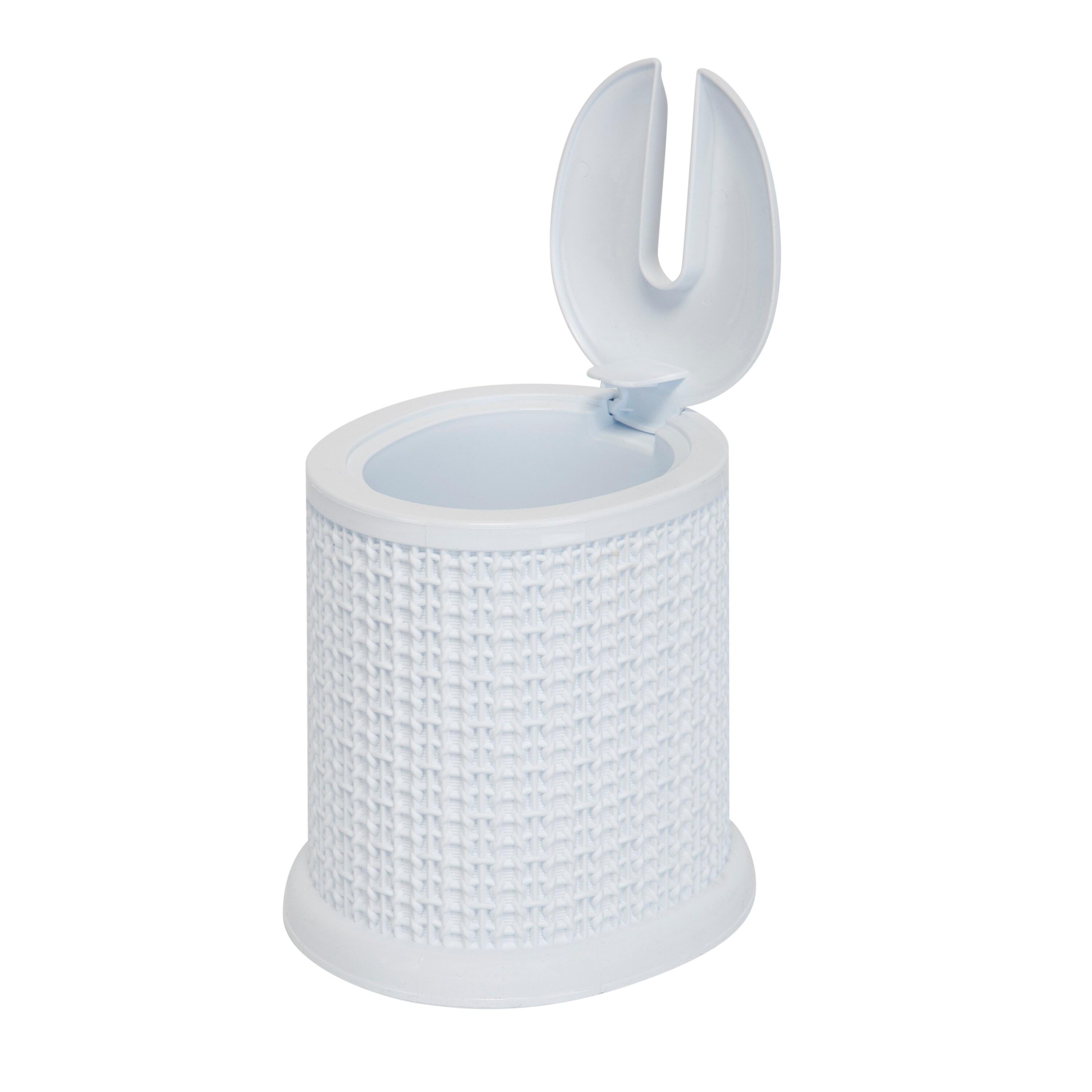 Bath Bliss Self Closing Lid Toilet Brush with Rim Scrubber in Sailor Knot Design, White
