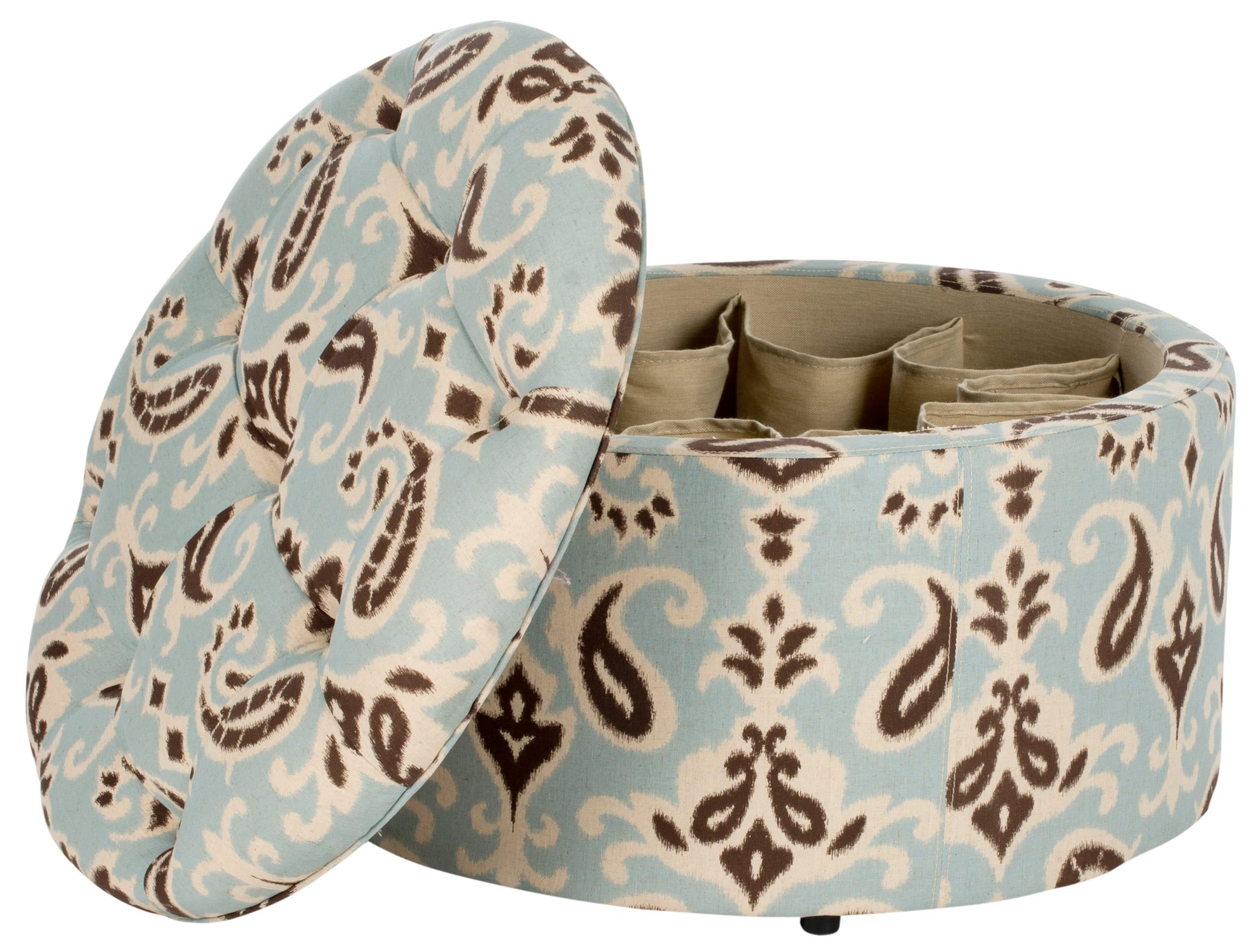 Safavieh  Tanisha Cyan Blue Shoe Storage Ottoman