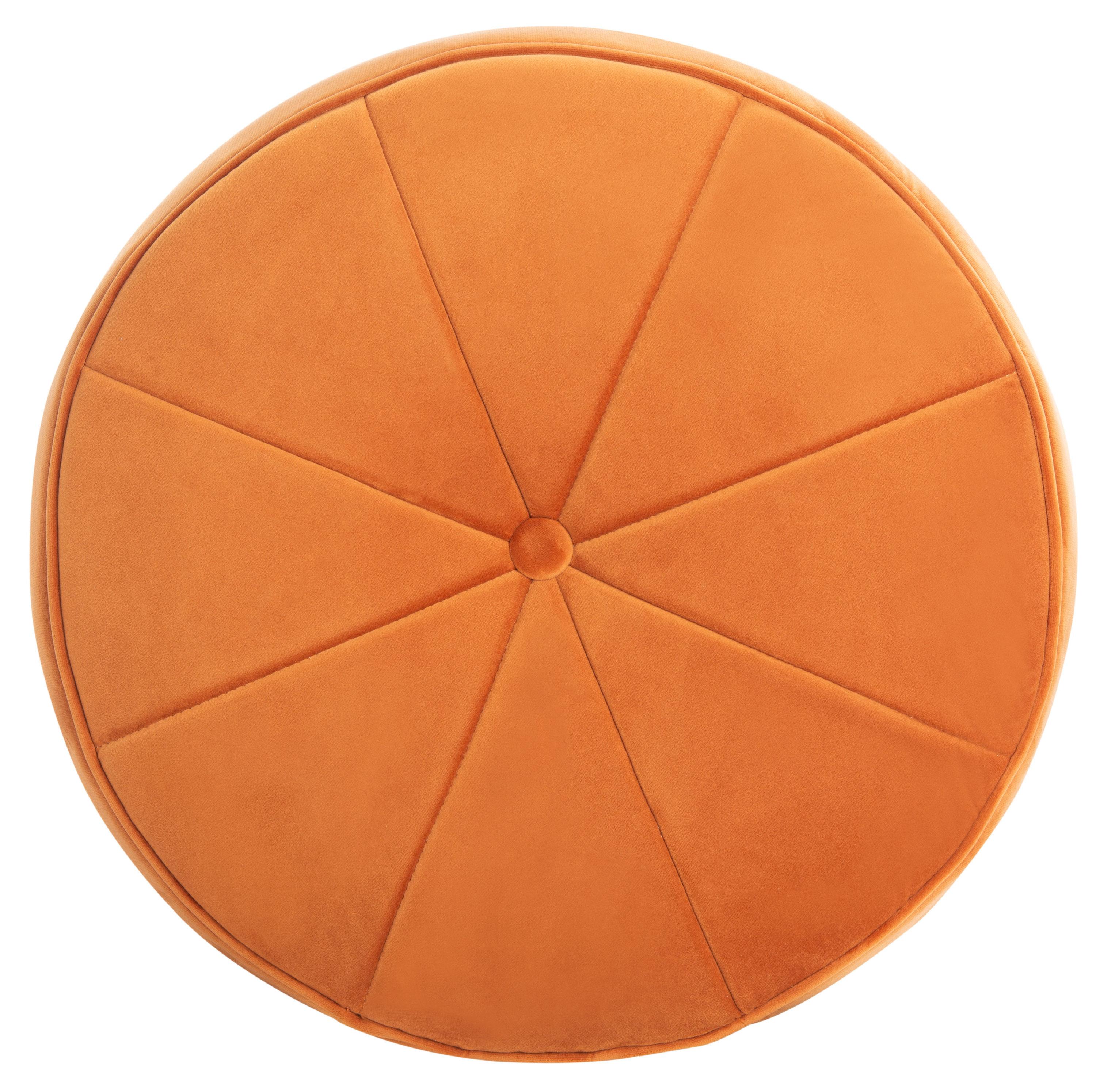 SAFAVIEH Hawkem Modern Velvet Ottoman, Orange