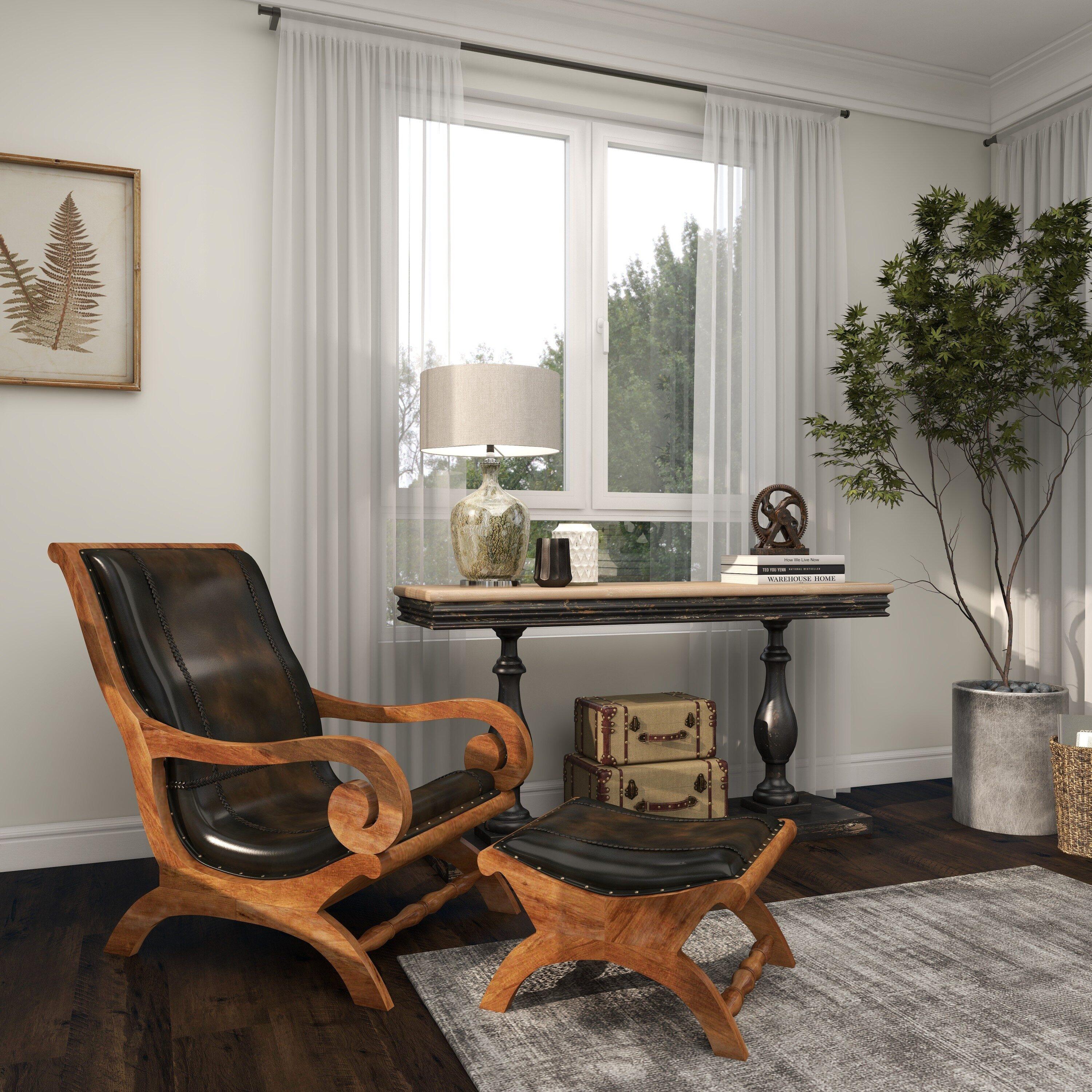 Traditional Leather Accent Chair Dark Brown - Olivia & May: Sturdy, Sophisticated, No Assembly Required