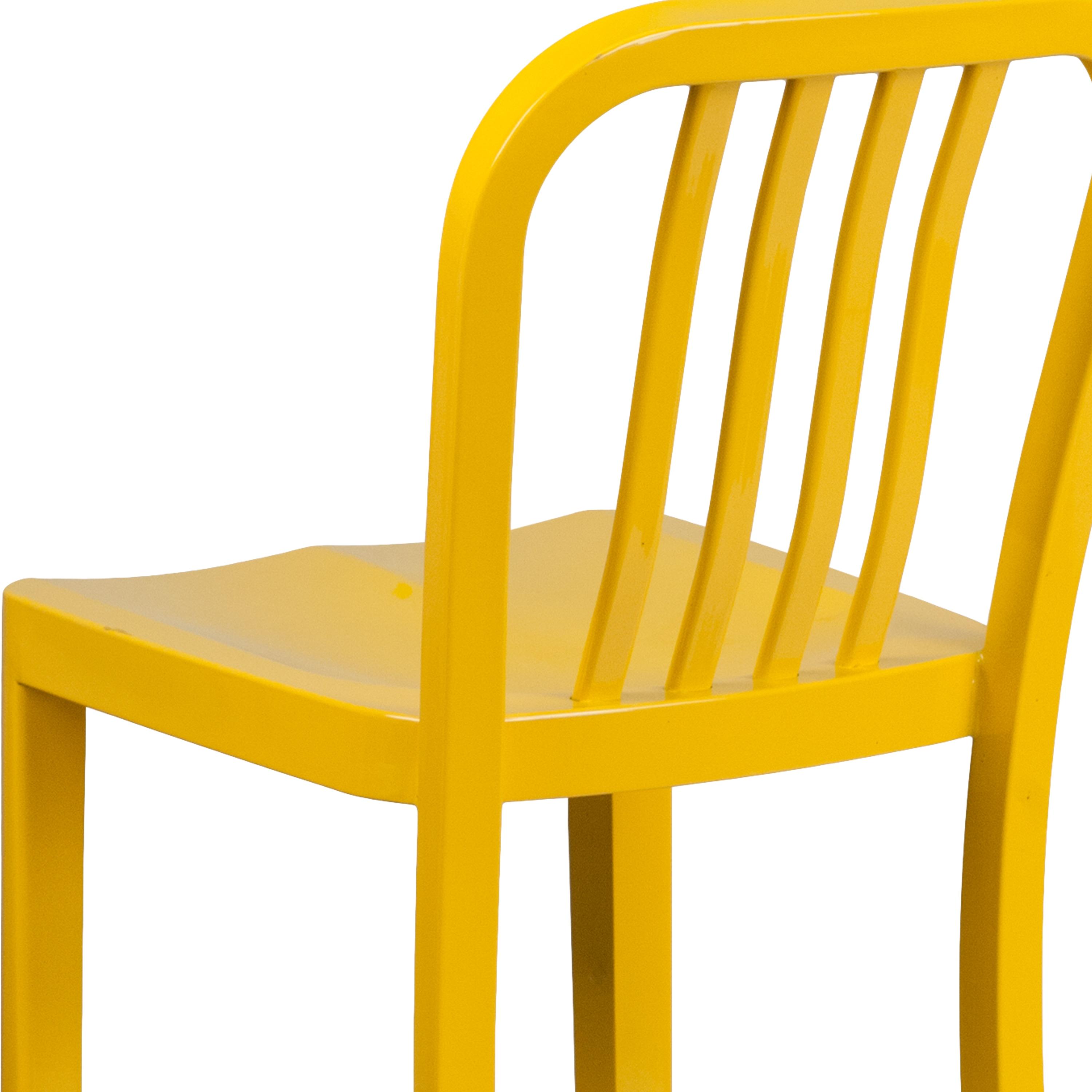 Flash Furniture Commercial Grade 30" High Yellow Metal Indoor-Outdoor Barstool with Vertical Slat Back