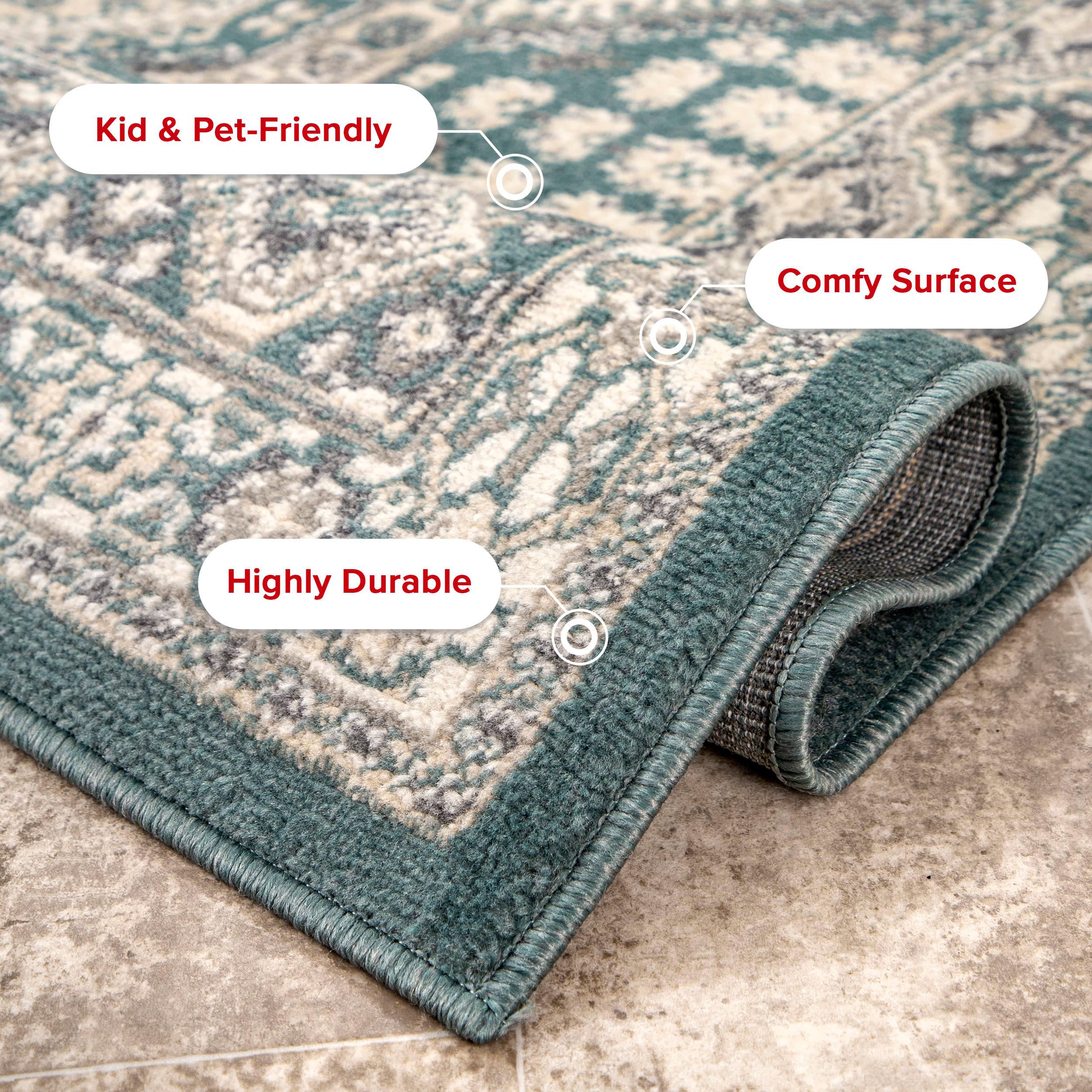 Nuloom 5x8 Becca  Tiled Indoor Area Rug, Blue, Faded Transitional Design, Stain Resistant, BedroomLiving Room, Kitchen,