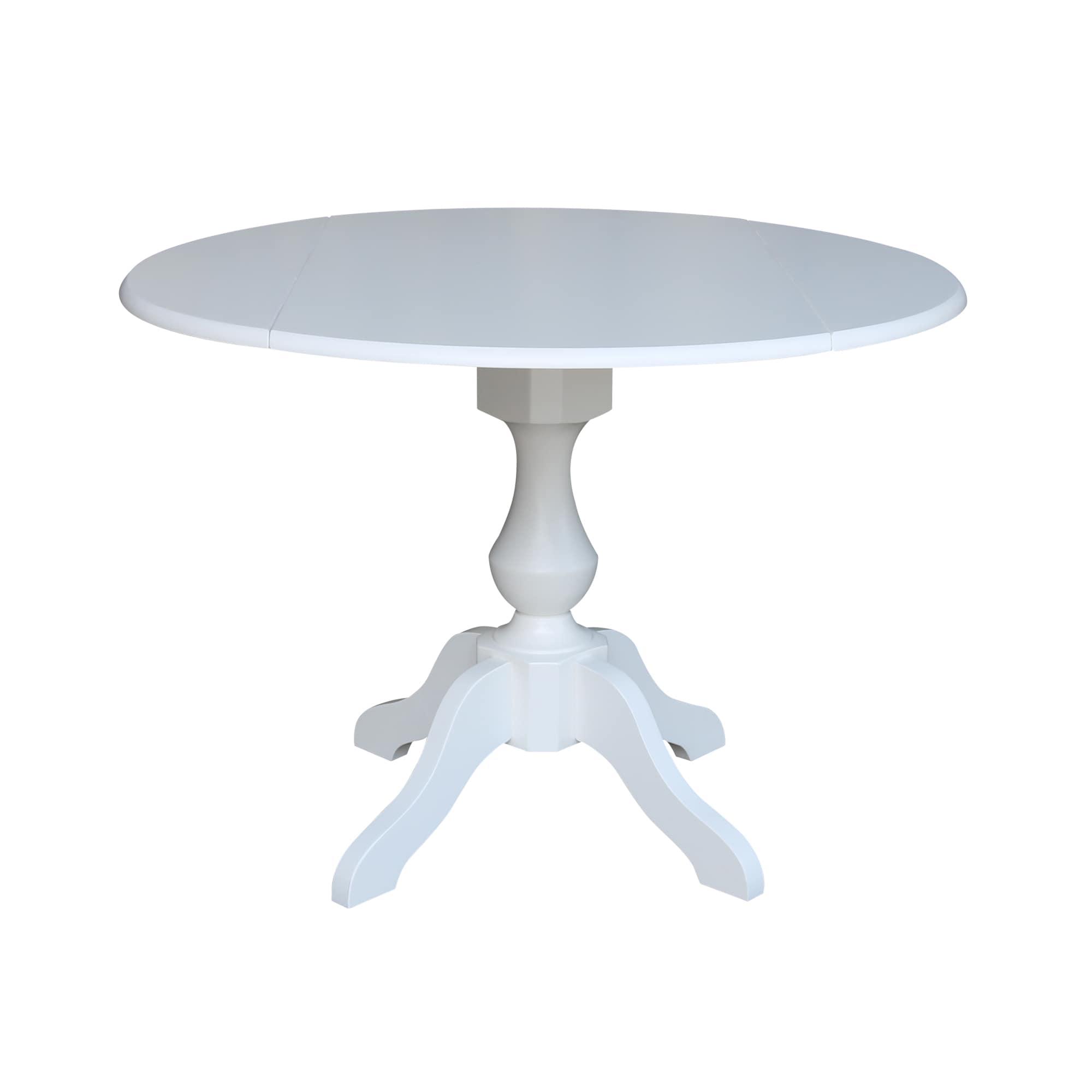 42" Patsy Round Top Dual Dining Table White - International Concepts: Drop Leaf, Seats 4