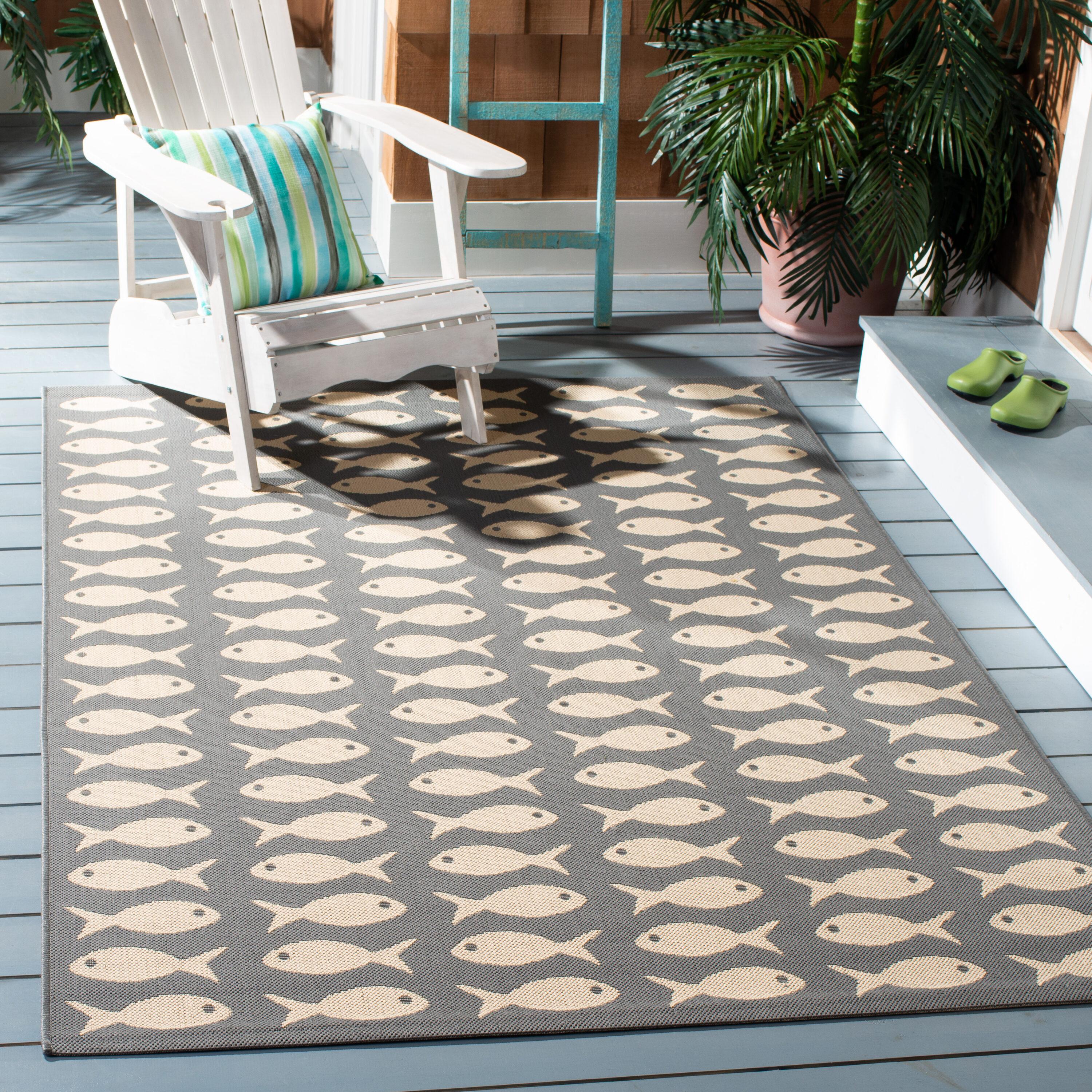 Courtyard CY6013 Power Loomed Indoor and Outdoor Area Rug - Grey/Beige - 6'7"x9'6" - Safavieh