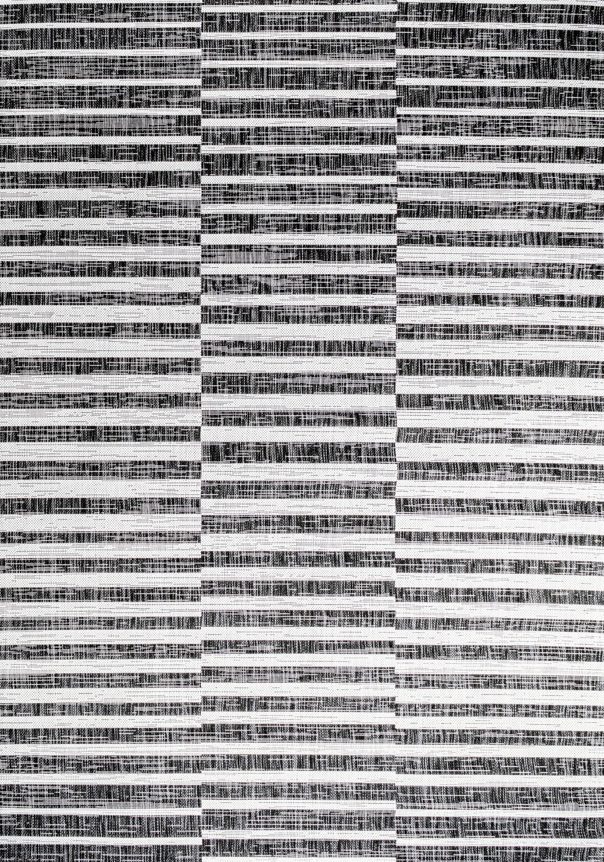 8'x10' Sukie Modern Offset Stripe Indoor/Outdoor Area Rug, Black/Ivory - JONATHAN Y