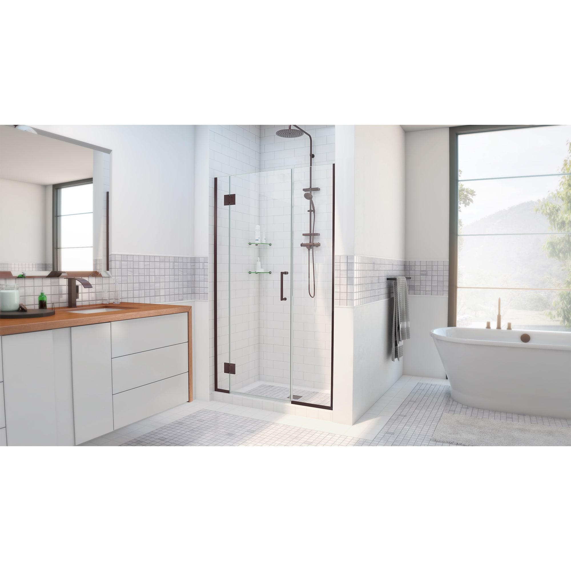 Unidoor-X 55.5" W x 72" H Frameless Shower Door with Fixed Panel