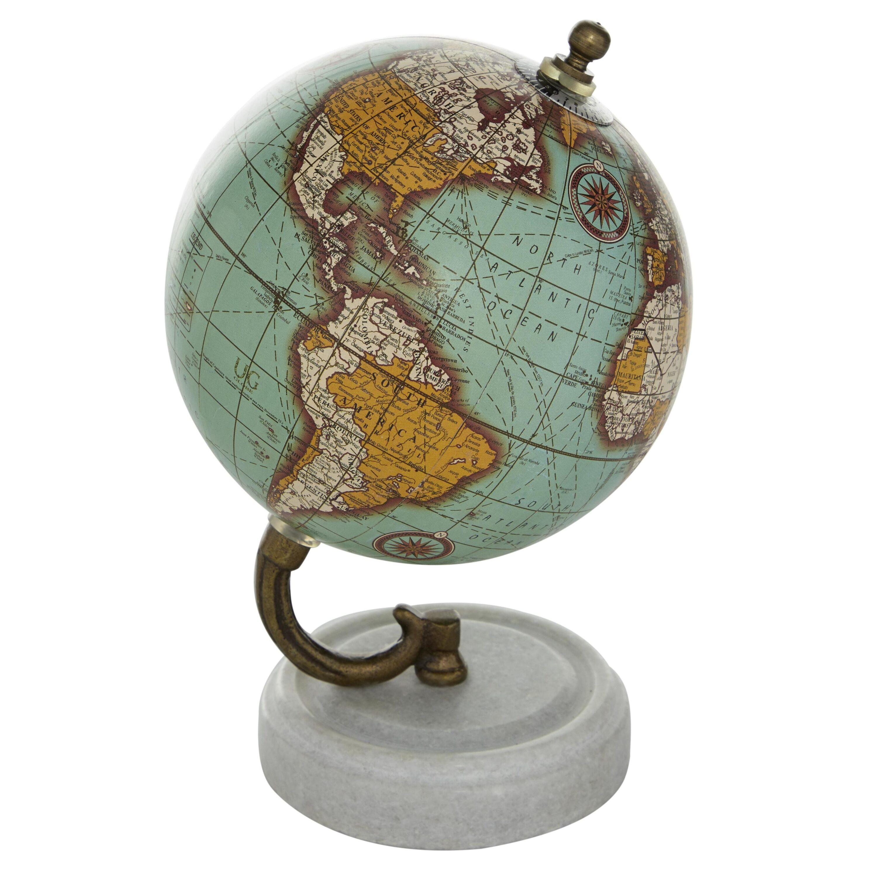 DecMode 5" Teal Globe with Marble Base