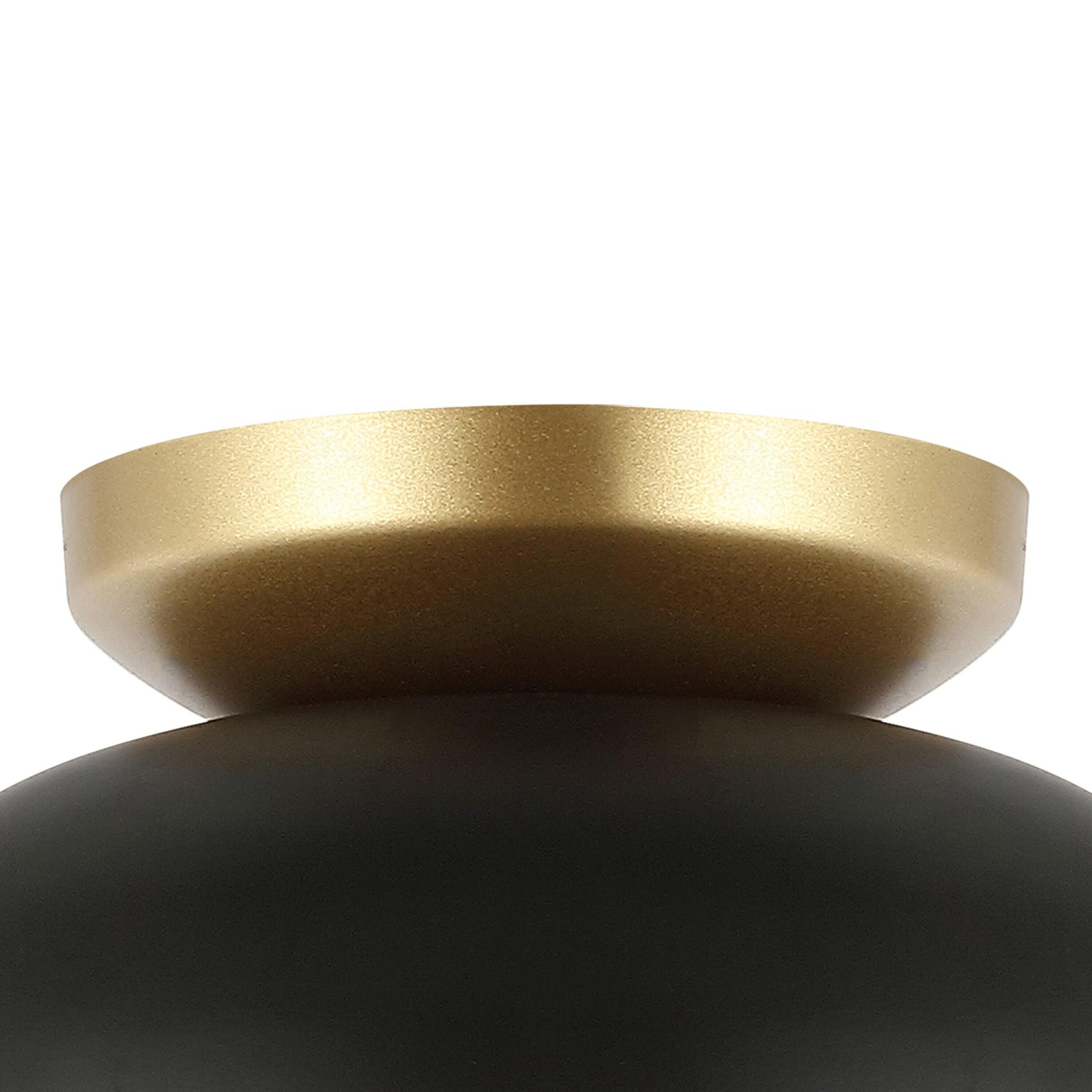 Paulina 8.5" 1-Light Classic Industrial Iron LED Flush Mount, Black/Gold Painting