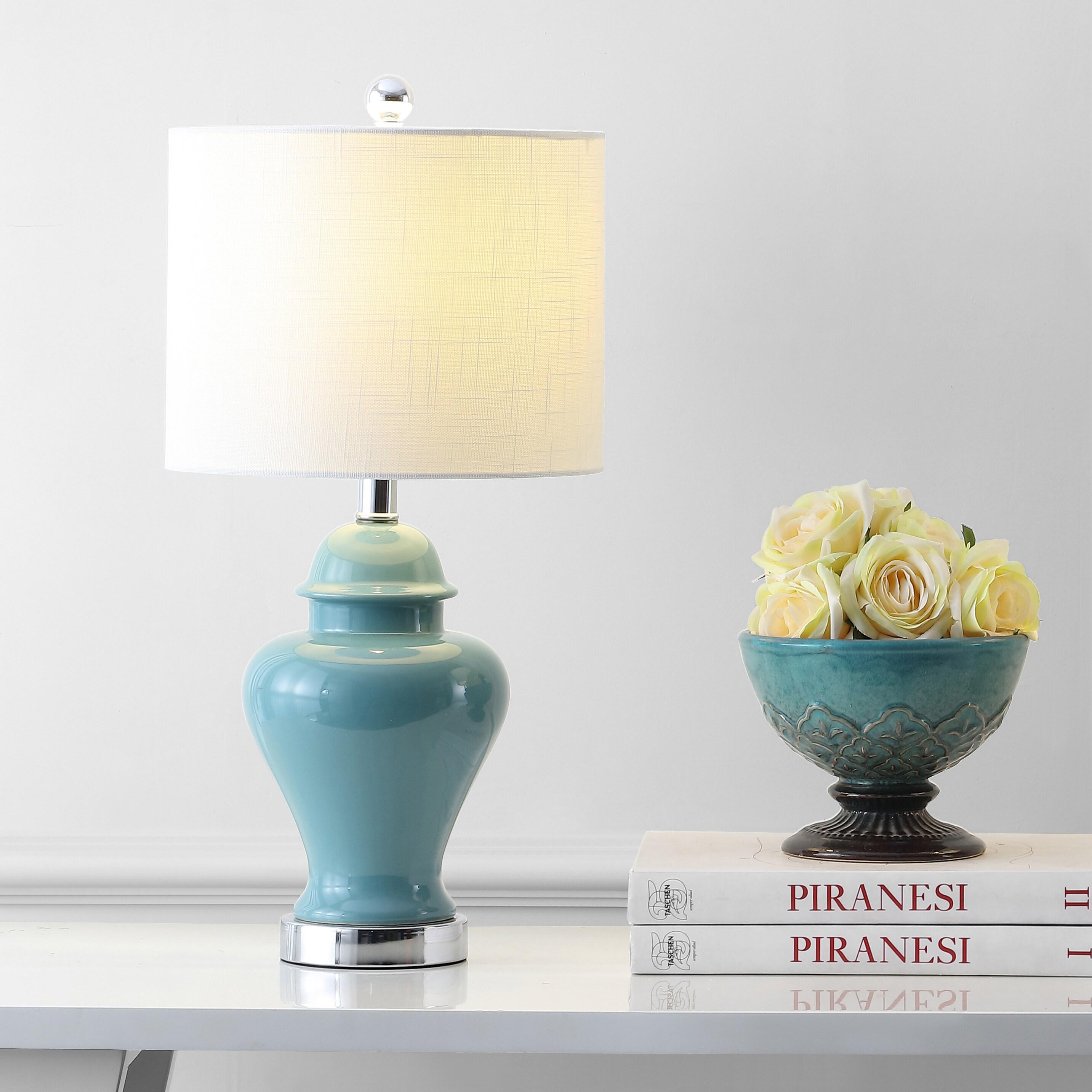JONATHAN Y Qin 22" Ceramic/Iron Classic Cottage LED Table Lamp, Jade Green