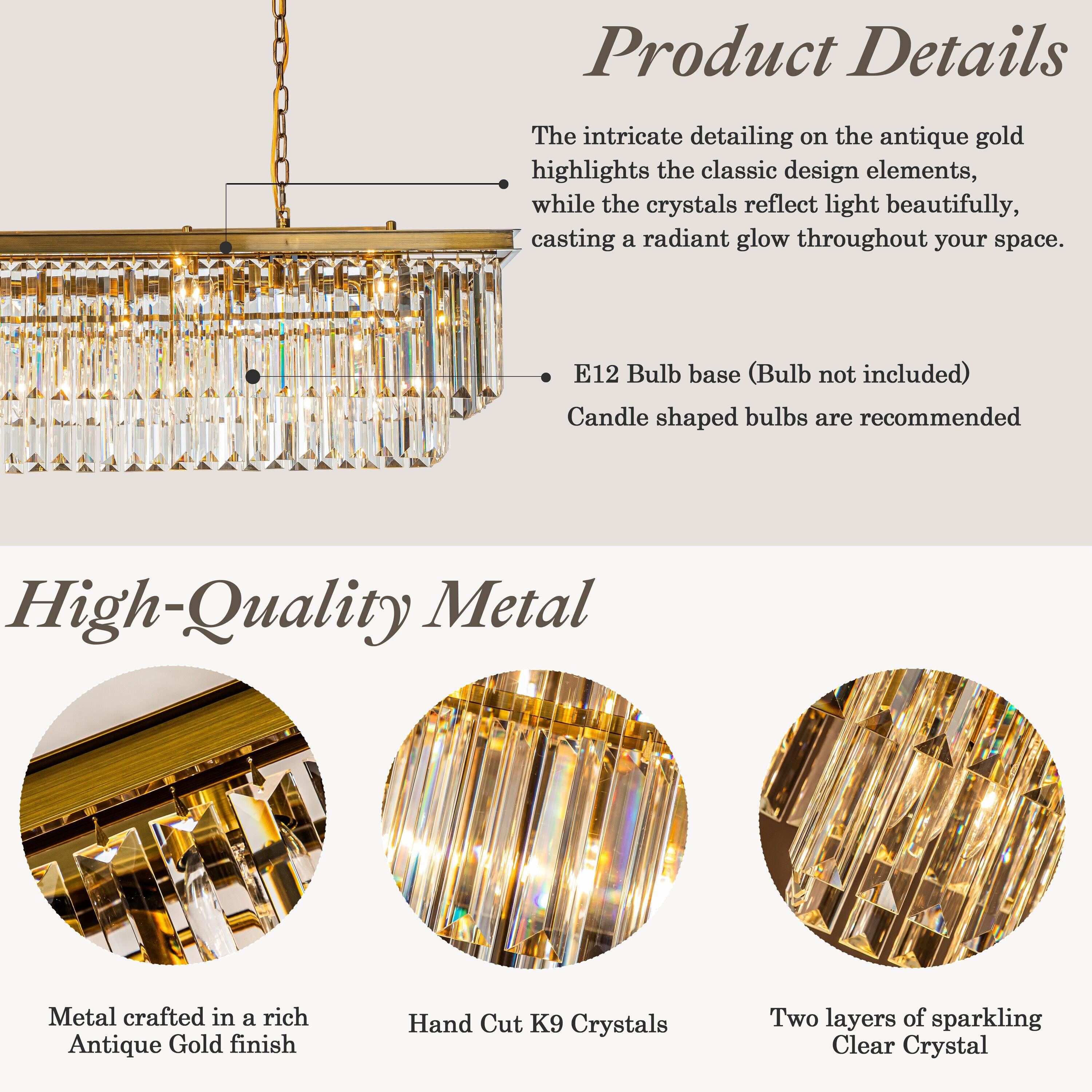 AloaDecor Lighting 12 -Light Antique Gold Modern/contemporary Crystal For Use in Bedrooms, Dining Rooms, Foyers, Kitchens, Living Rooms Chandelier