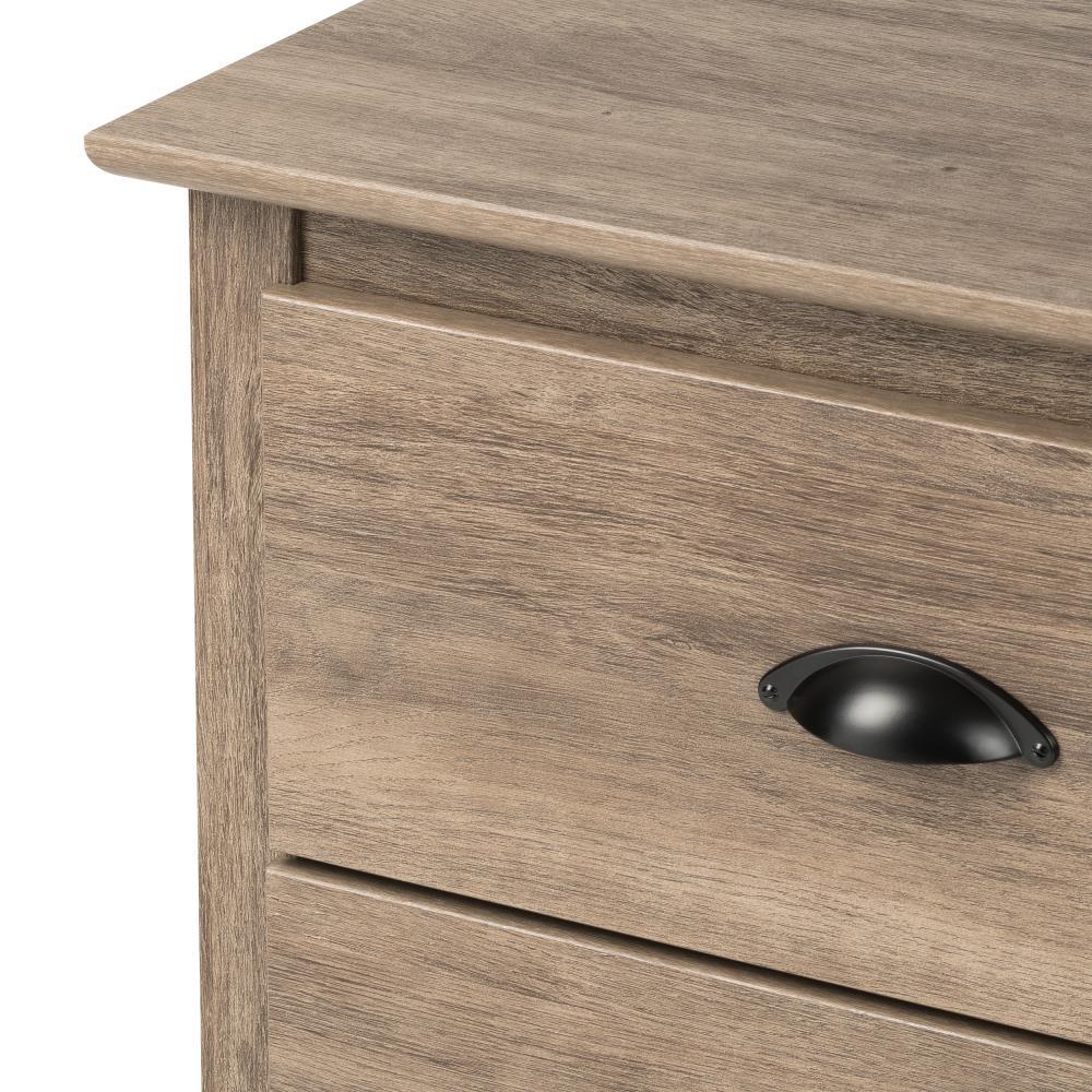 Salt Spring 2 Drawer Nightstand Drifted Gray - Prepac: Coastal Style, Black Metal Handles