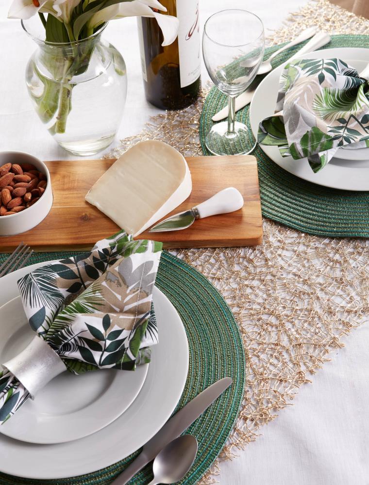 DII Metallic Woven Round Placemat, Green, 15" Diameter