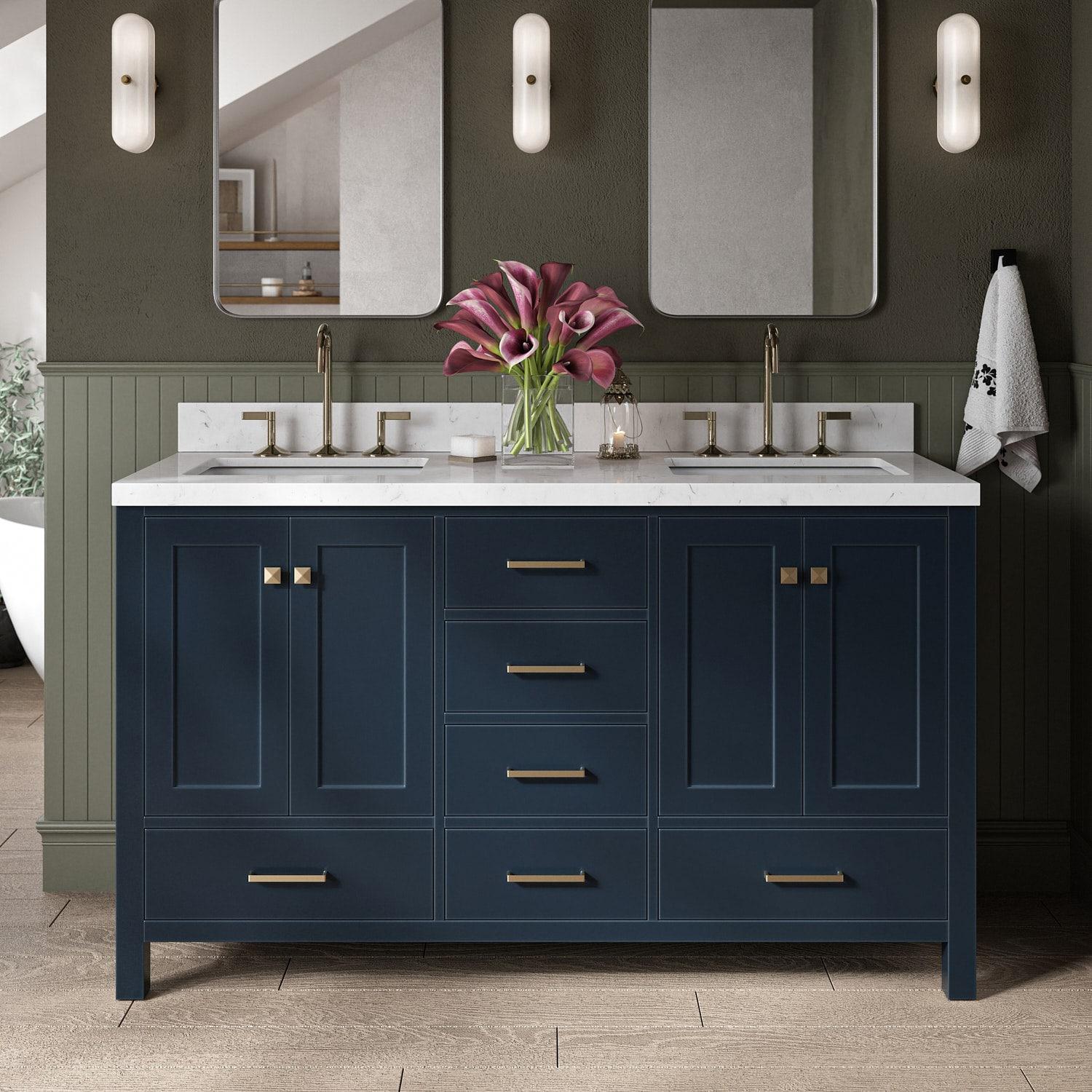 Ariel A061d-Bc Cambridge 60" Double Free Standing Vanity Cabinet Only - Blue