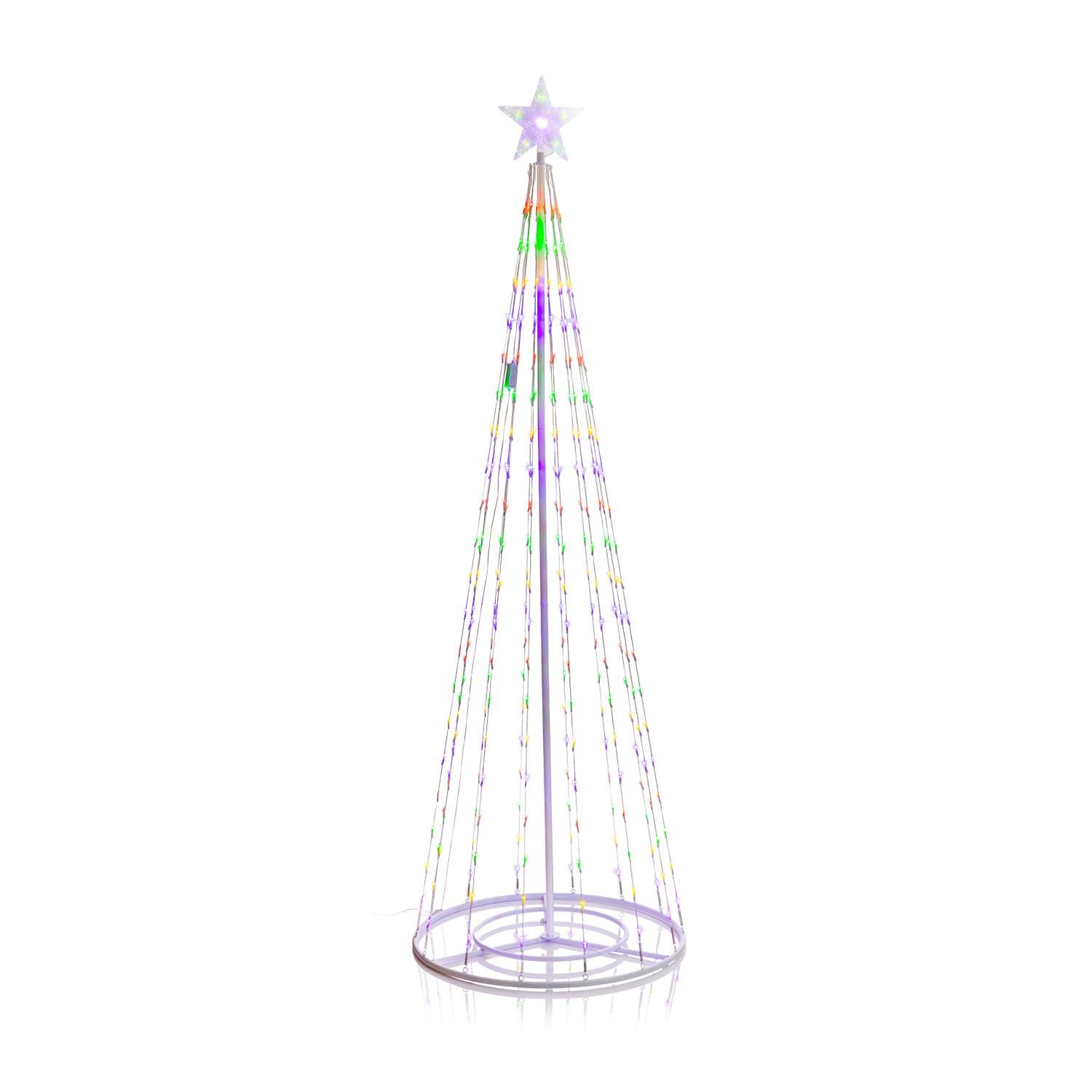 Alpine Corporation 86"H Indoor Artificial Christmas Tree with Multi-Colored Lights and Star Topper , Christmas Decoration