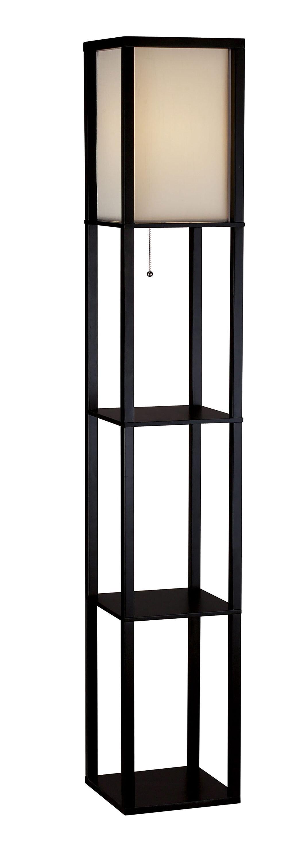 63" Wright Shelf Floor Lamp - Adesso: Black Walnut, Pull Chain, Storage Display