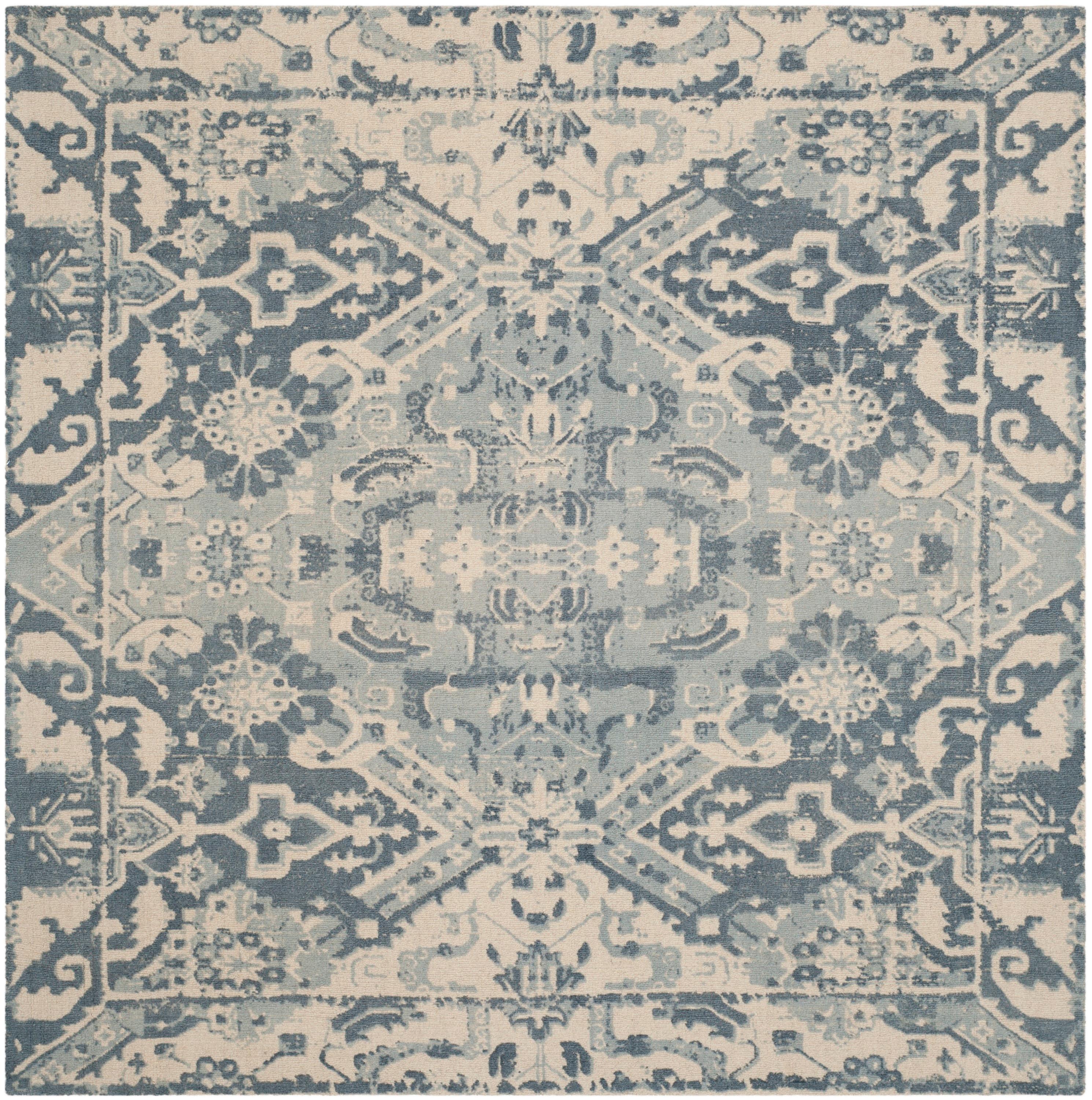 Restoration Vintage RVT532 Hand Tufted Indoor Area Rug - 6'x6' - Charcoal/Ivory - Safavieh