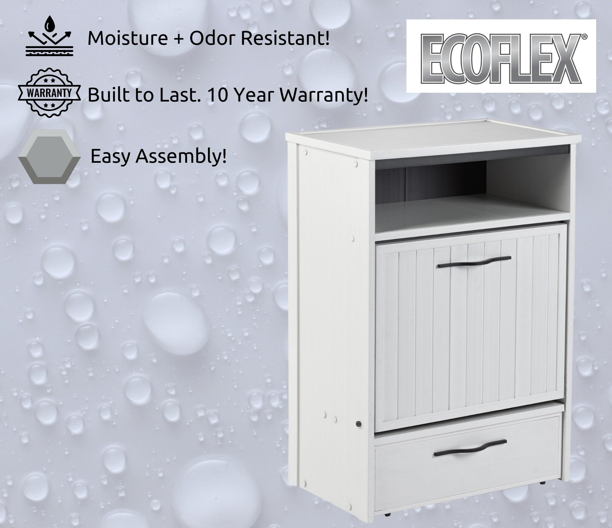 New Age Pet® ECOFLEX® Dog Food Pantry with Double Stainless Steel Bowls - Durable Composite, Includes 2x 32oz Bowls, Storage for 25 lbs of Dog Food, Easy Assembly, Moisture Resistant