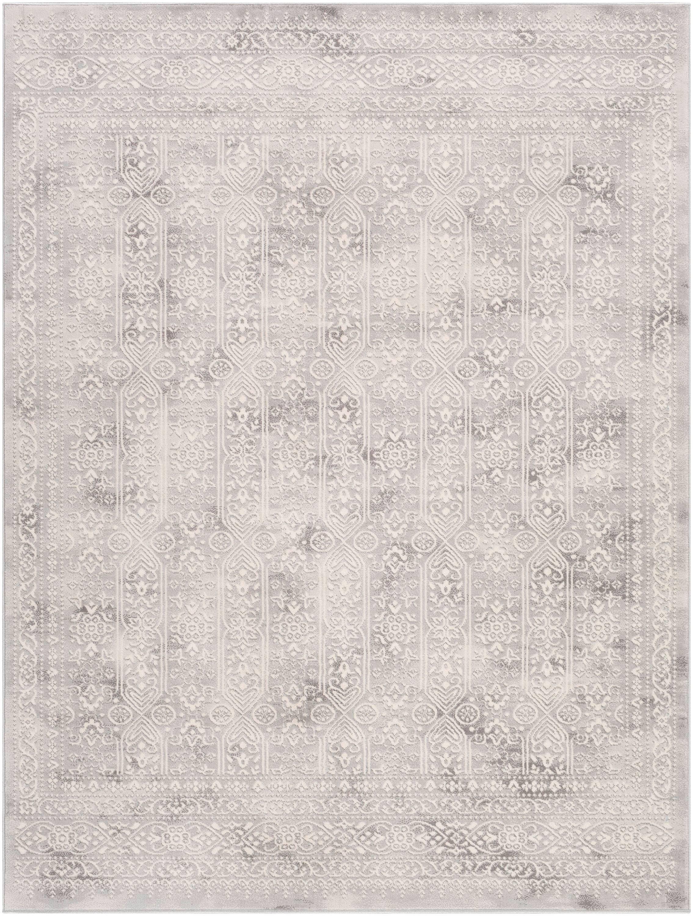 Reversible Gray Synthetic 9' x 12' Easy Care Area Rug