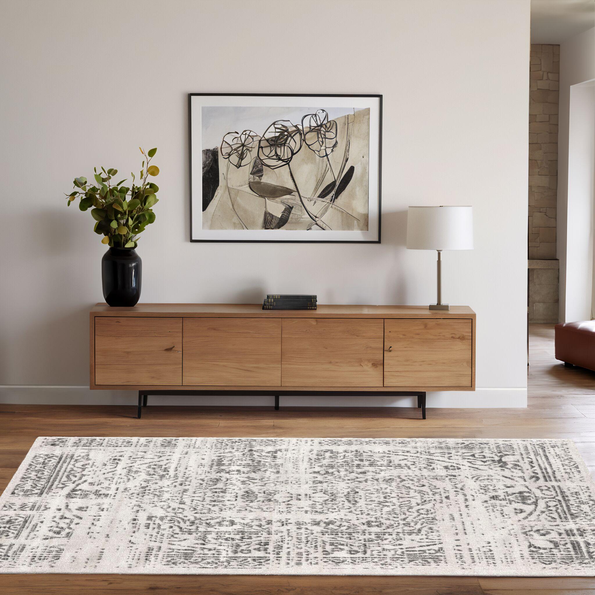 Nuloom Arlena Medallion 8x10 Indoor Area Rug for Living Room Bedroom Dining Room Kitchen, Grey/Ivory