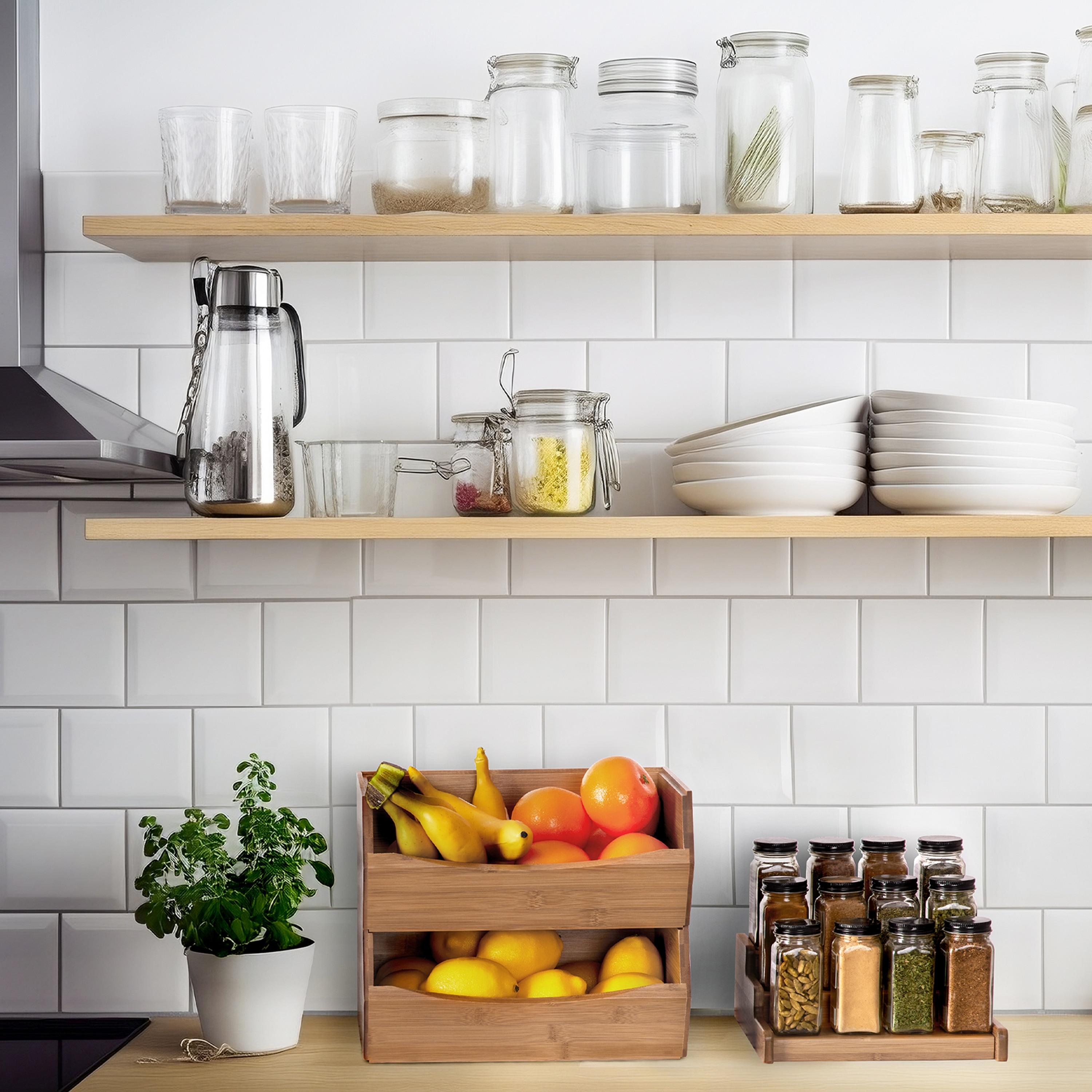 Seville Classics 3-Tier Expandable Bamboo Spice Rack