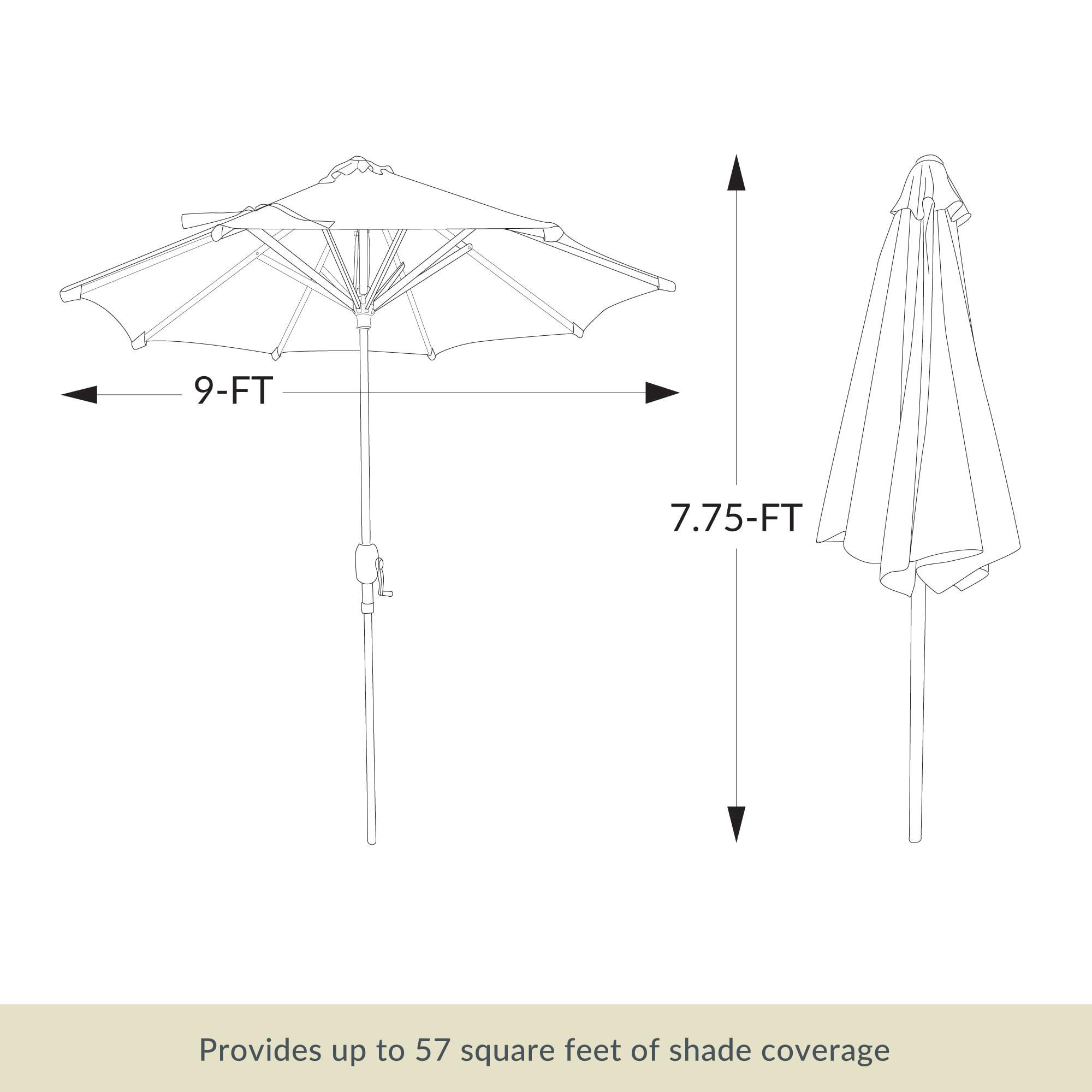 9' x 9' Mirage II Fiesta Market Patio Umbrella with Solar LED Tube Lights Black - Island Umbrella: Weatherproof, UV Protection, Crank Lift