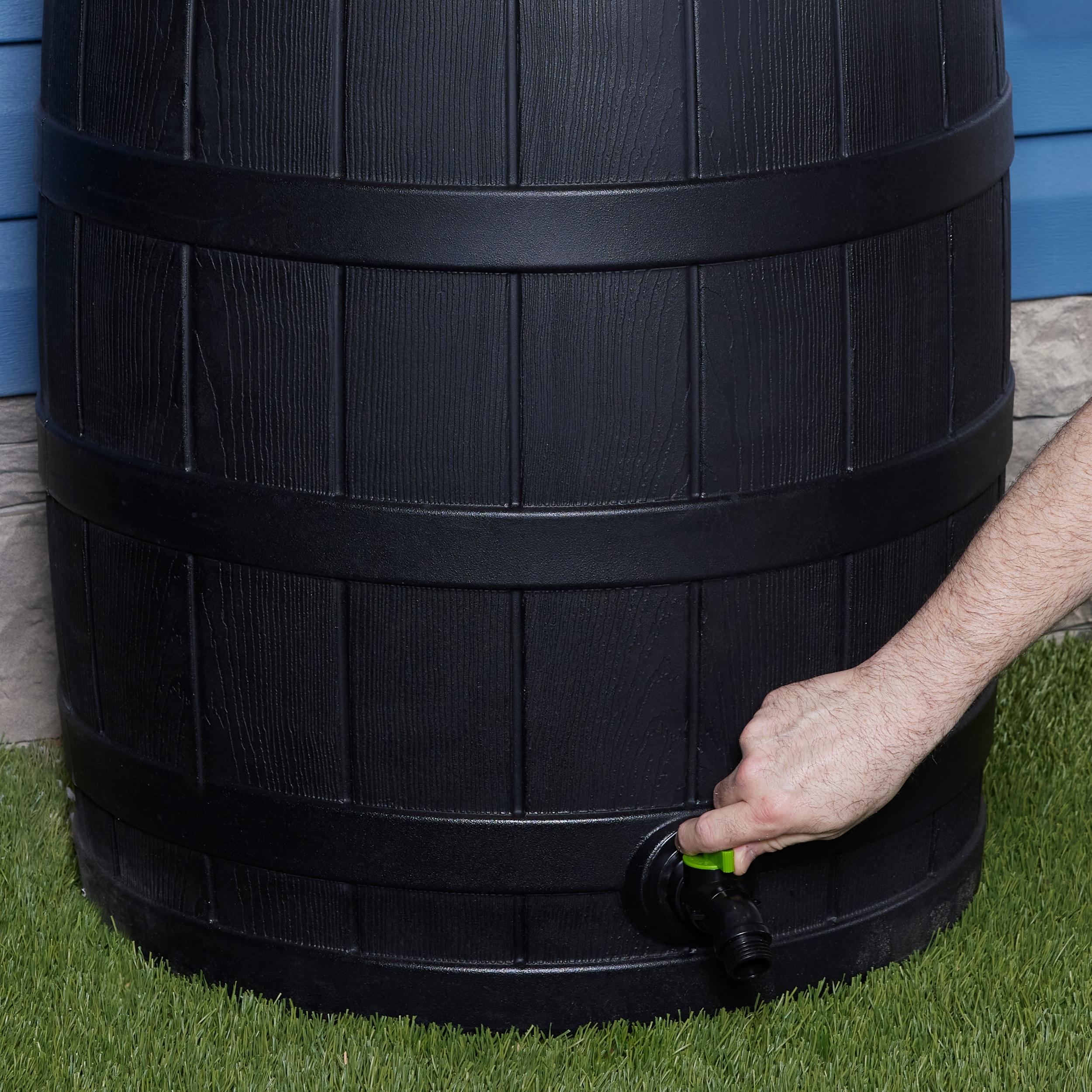 Good Ideas 50 Gallons Plastic Drainable Dual Overflow Rain Barrel