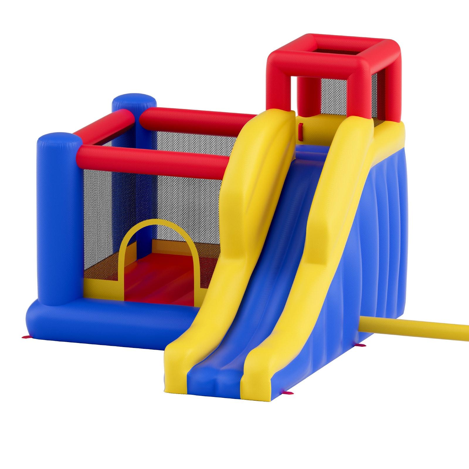 VEVOR Play House for Kids Ages 4-8, Kids Indoor Playground, Bounce House with Slide, Blower and Storage Bag, Family Backyard Birthday Party Gifts for Boys, 134x102x91 inch