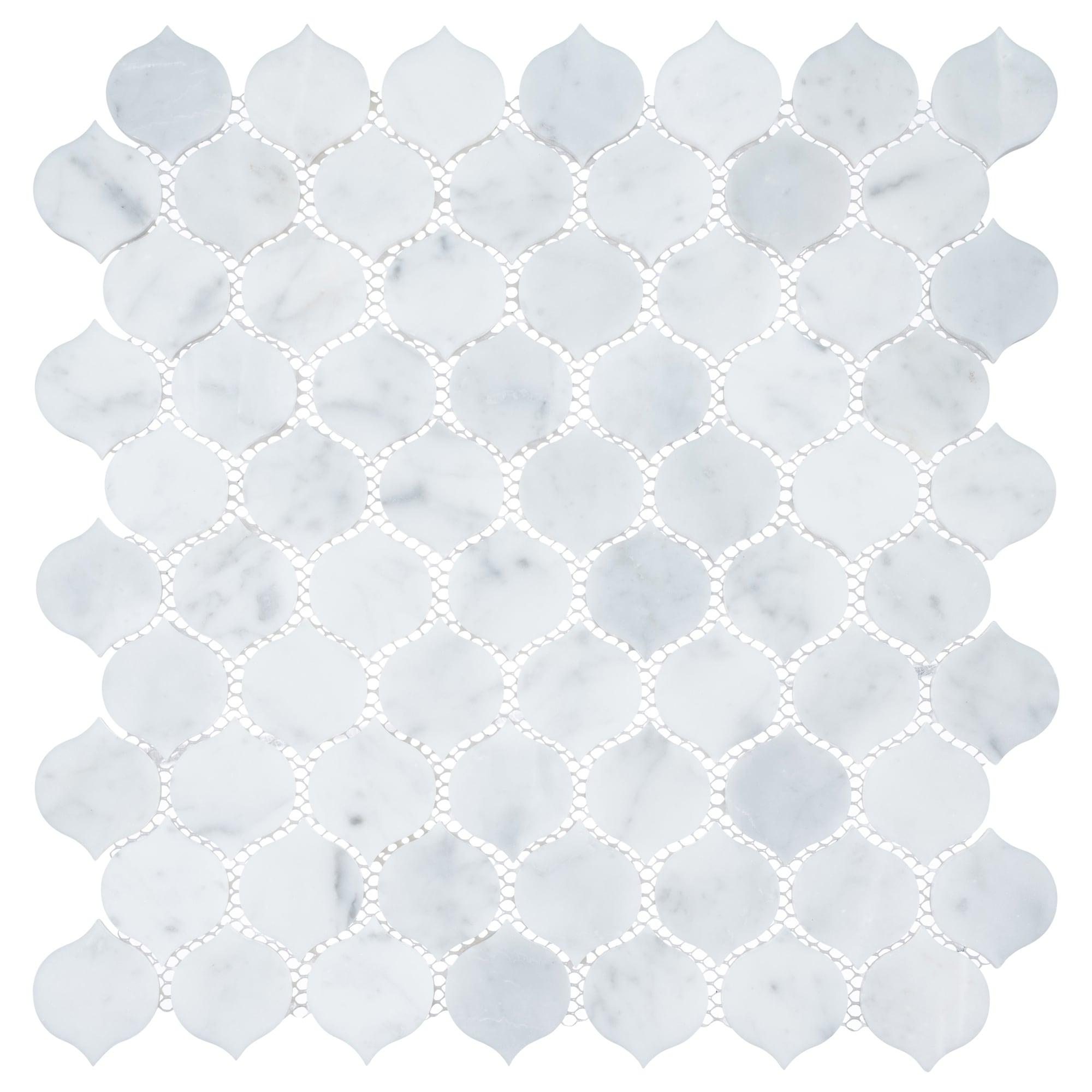 Andova Dayberry 1.5" Marble Arabesque Mosaic Kitchen Backsplash, Bathroom, Shower, Pool, Wall and Floor Tile