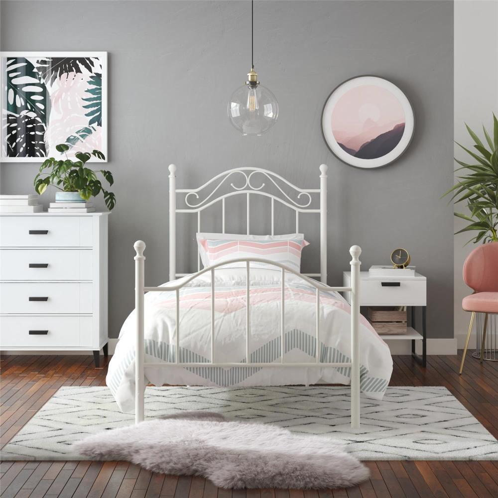 RealRooms Marlo Metal Bed Frame, Twin, White