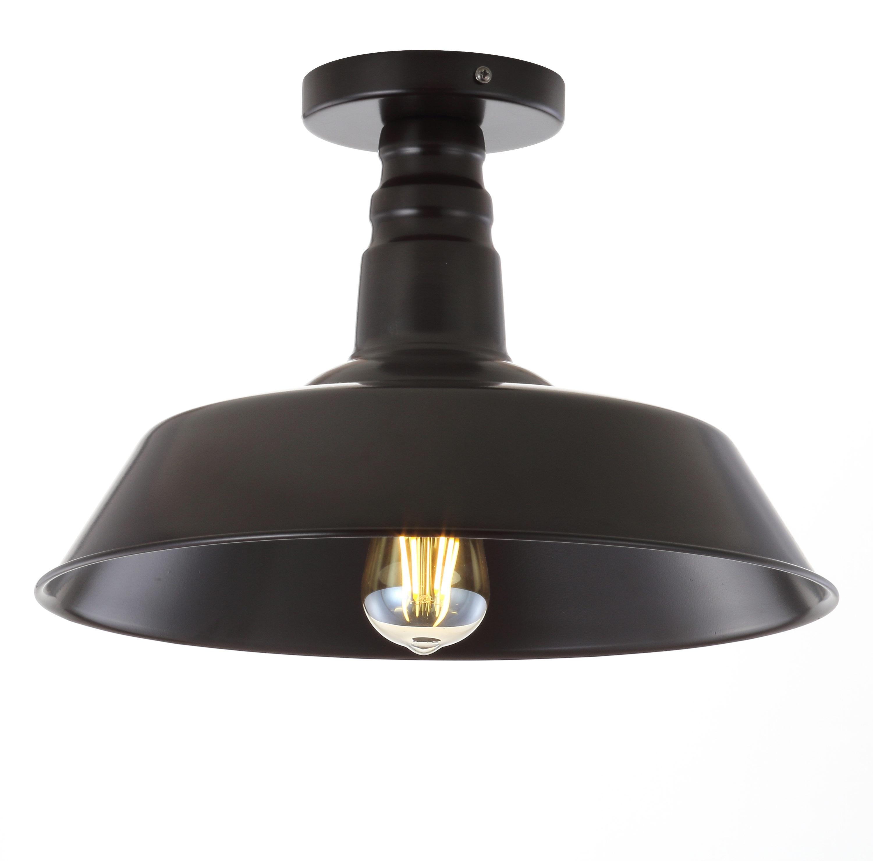 Chloe Lighting Friedrich Industrial-Style 1 Light Rubbed Bronze Semi-Flush Ceiling Fixture 14" Wide