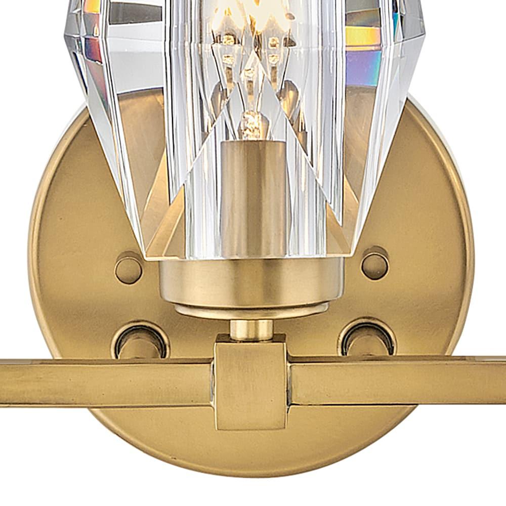 Hinkley Ana 3-Light Bath Vanity w/ Faceted Heavy-Cut Diamond-Shaped Crystal Shades - Heritage Brass