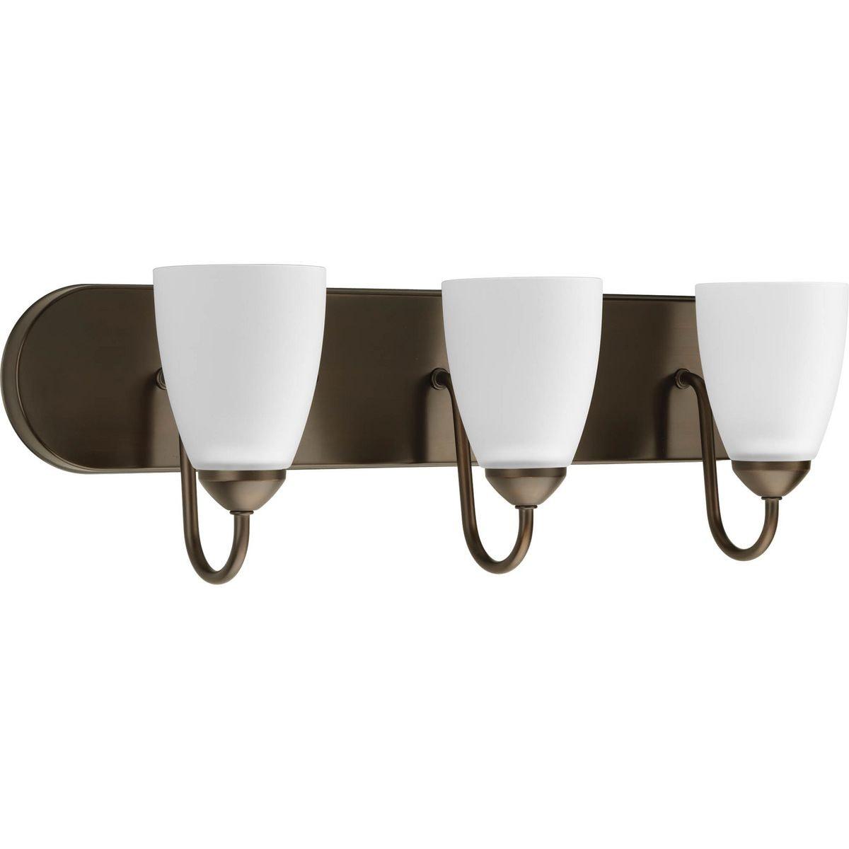 Bronze Elegance 3-Light Dimmable Vanity Sconce with Etched Glass Shades