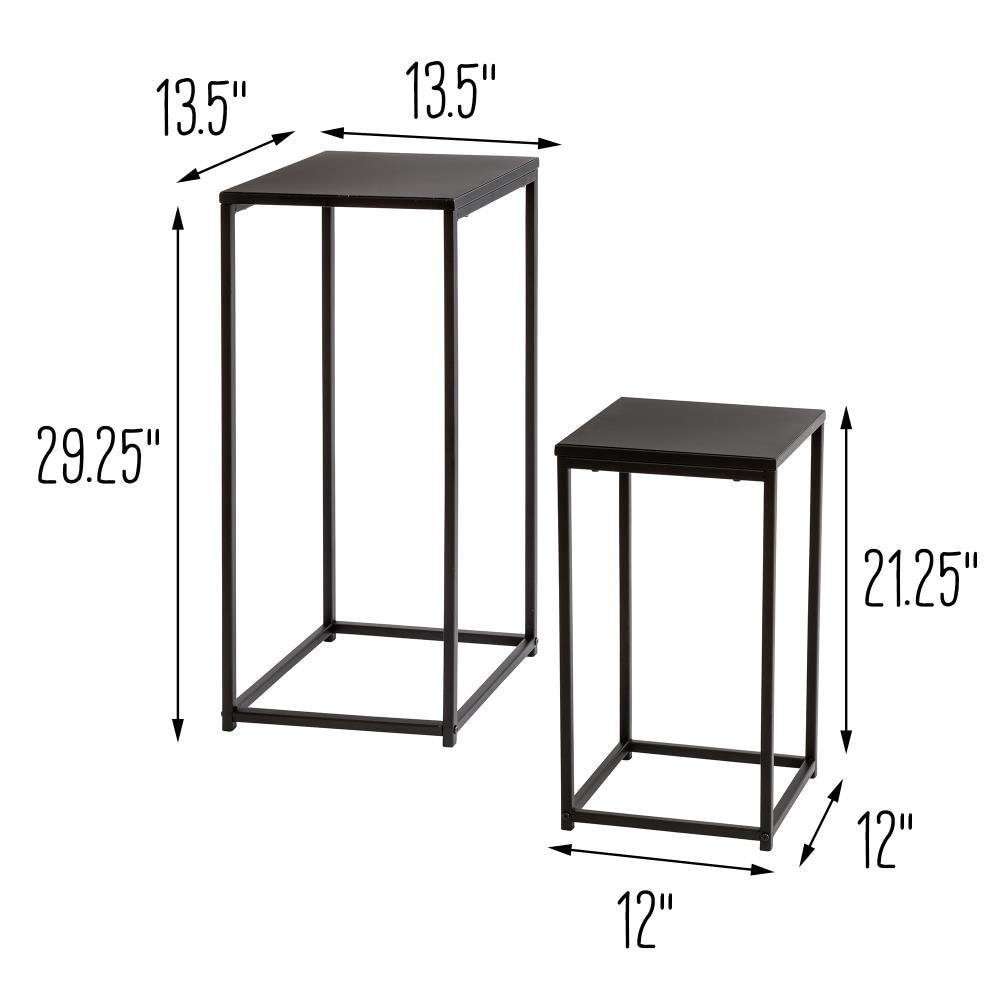 Honey-Can-Do Steel Nesting Square Side Tables, Black (Set of 2)