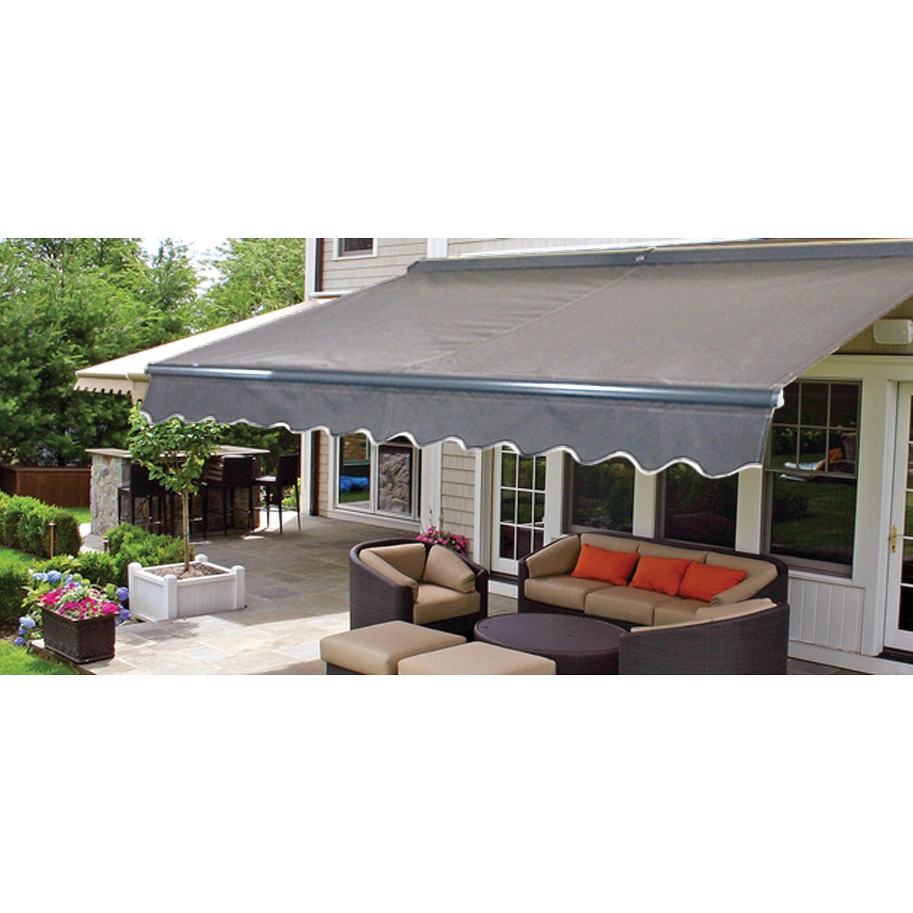 Semi-Cassette Patio Awning with LED Lights - Moroccan Collection