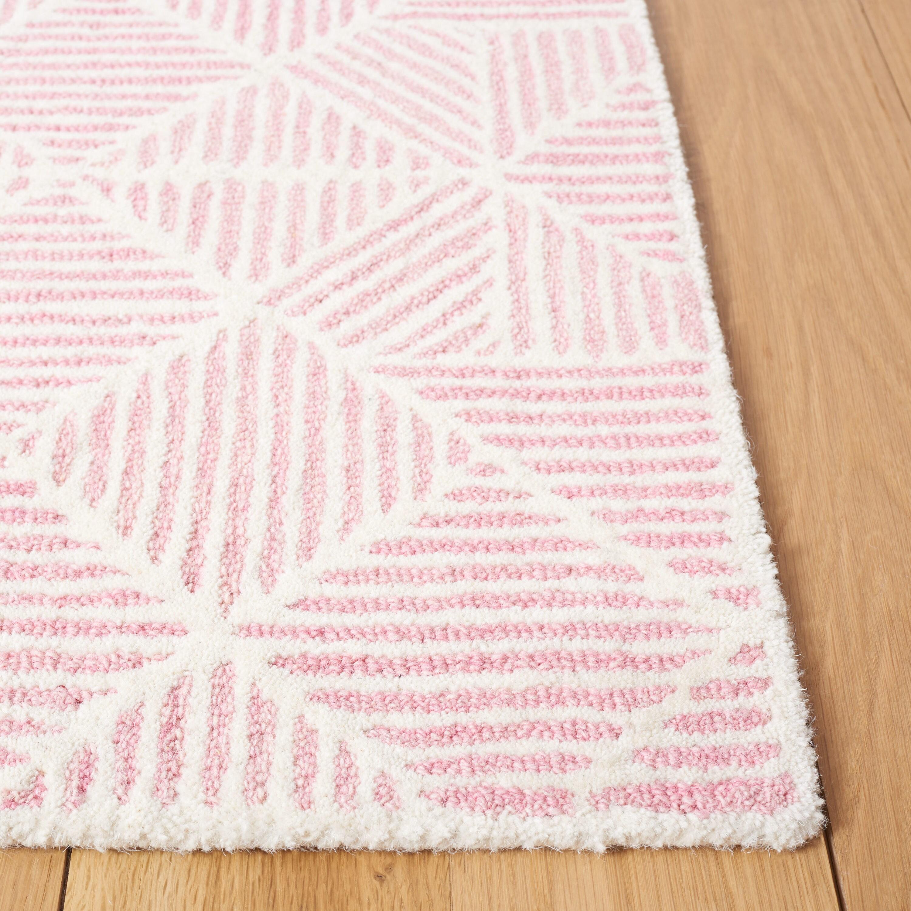 SAFAVIEH Abstract Brock Geometric Wool Area Rug, Pink/Ivory, 5' x 8'