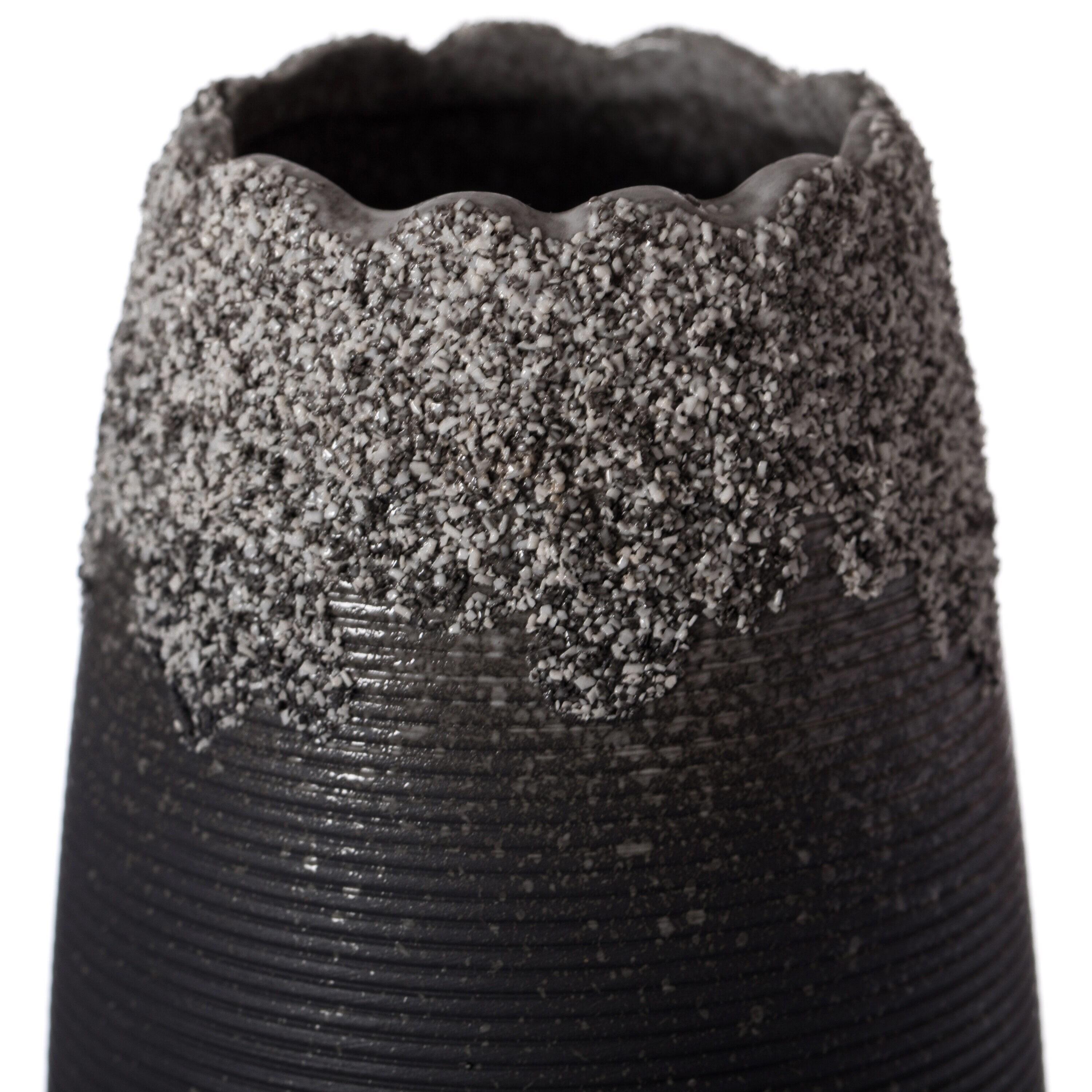 Uniquewise Contemporary Black Table Vase with Dripping Crystal Look and Scalloped Opening Design, Set of 3