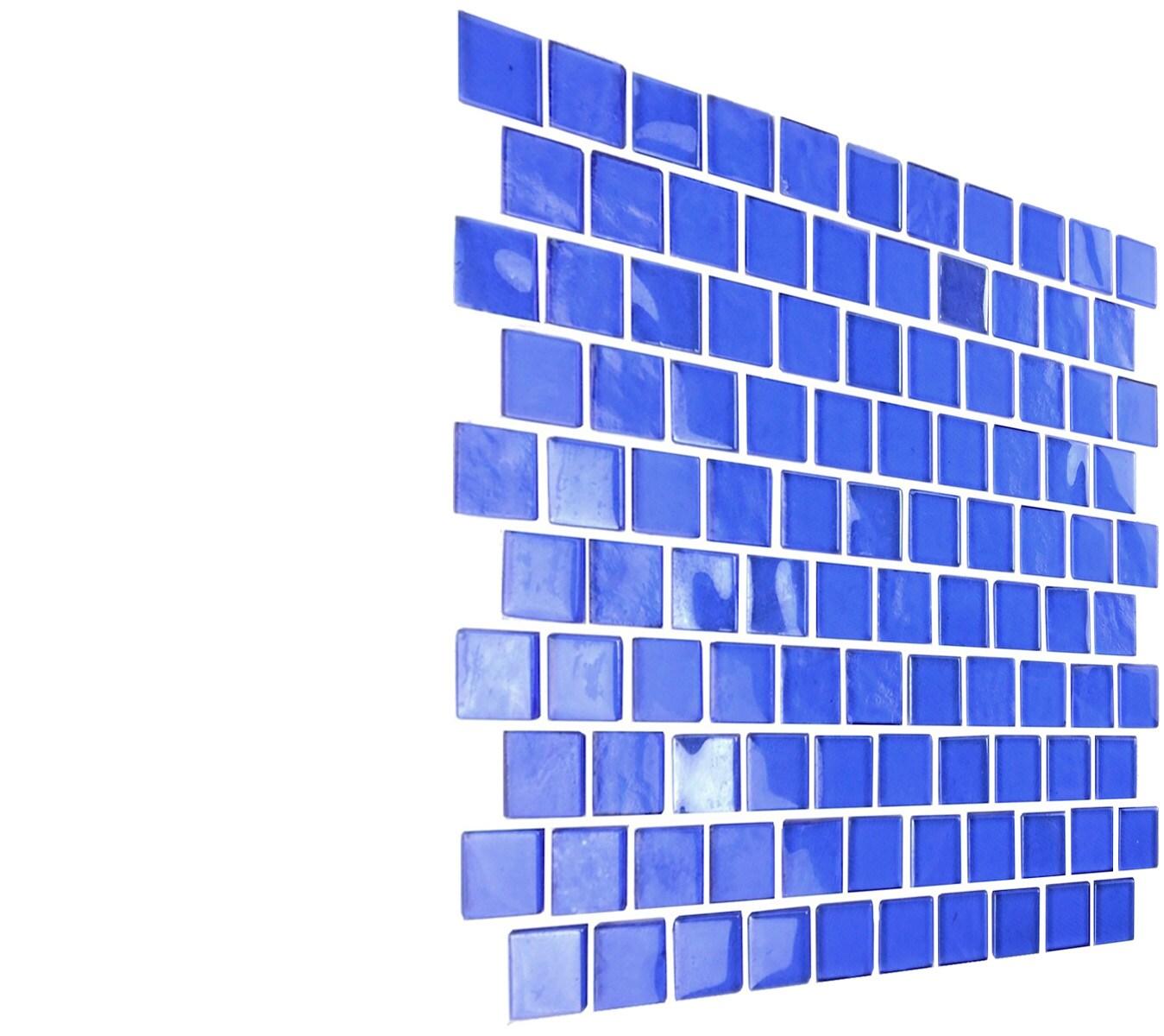 Abolos Landscape 1 in. x 1 in. Translucent Glass Plastic Face Mounted Brick Mosaic Designer Pool Tile